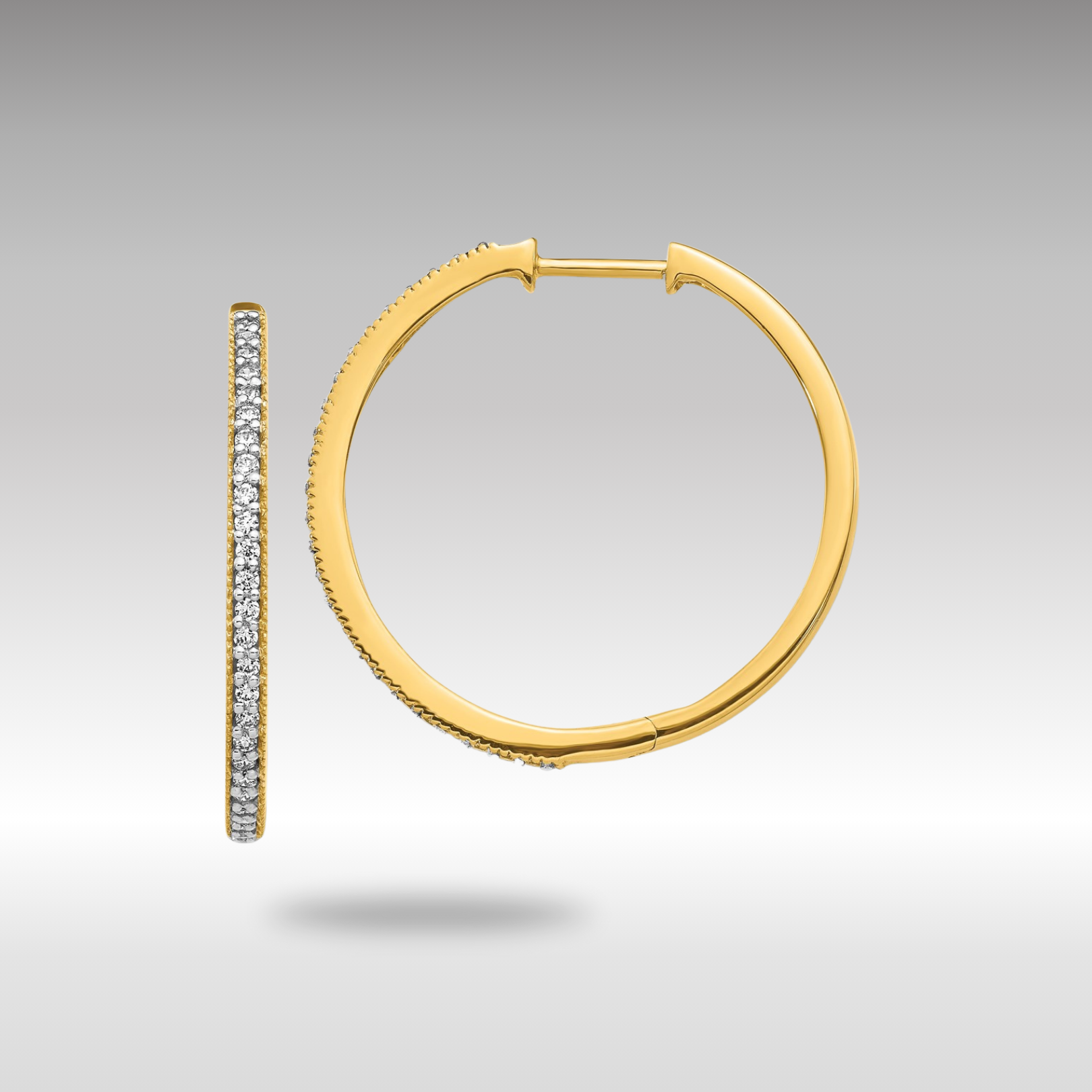 14K Gold Diamond Milgrain Hinged Hoop Earrings - EM4280 055 YA | Elegant Dangle Earrings for Women | Perfect for Weddings, Parties & Special Occasions