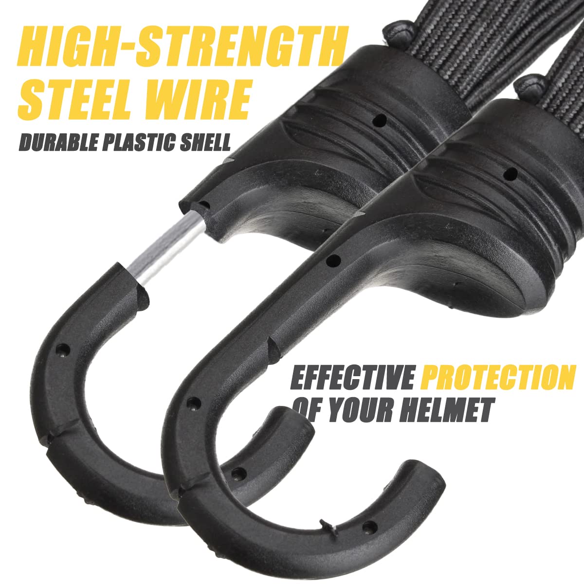 2 Pack Retractable Motorcycle Helmet Rope with Hooks - 23.6