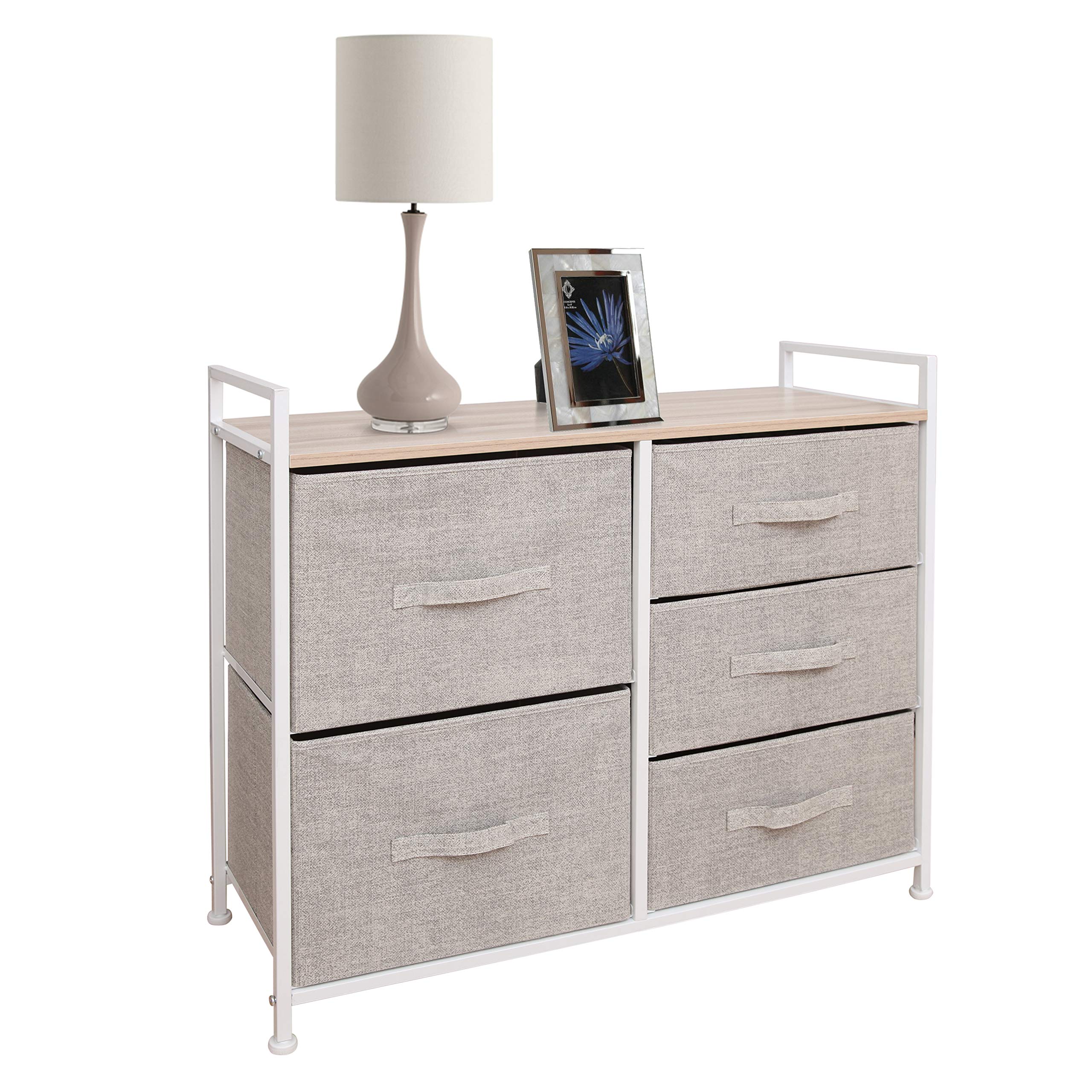 East Loft 5-Drawer Fabric Storage Dresser - Multipurpose Bedroom Dresser for Nursery, Closet & Kids Room - Easy Assembly Small Dresser for Clothes Organization (Beige) | Perfect for Small Spaces, Dorm Rooms & Baby Nursery Storage Solutions