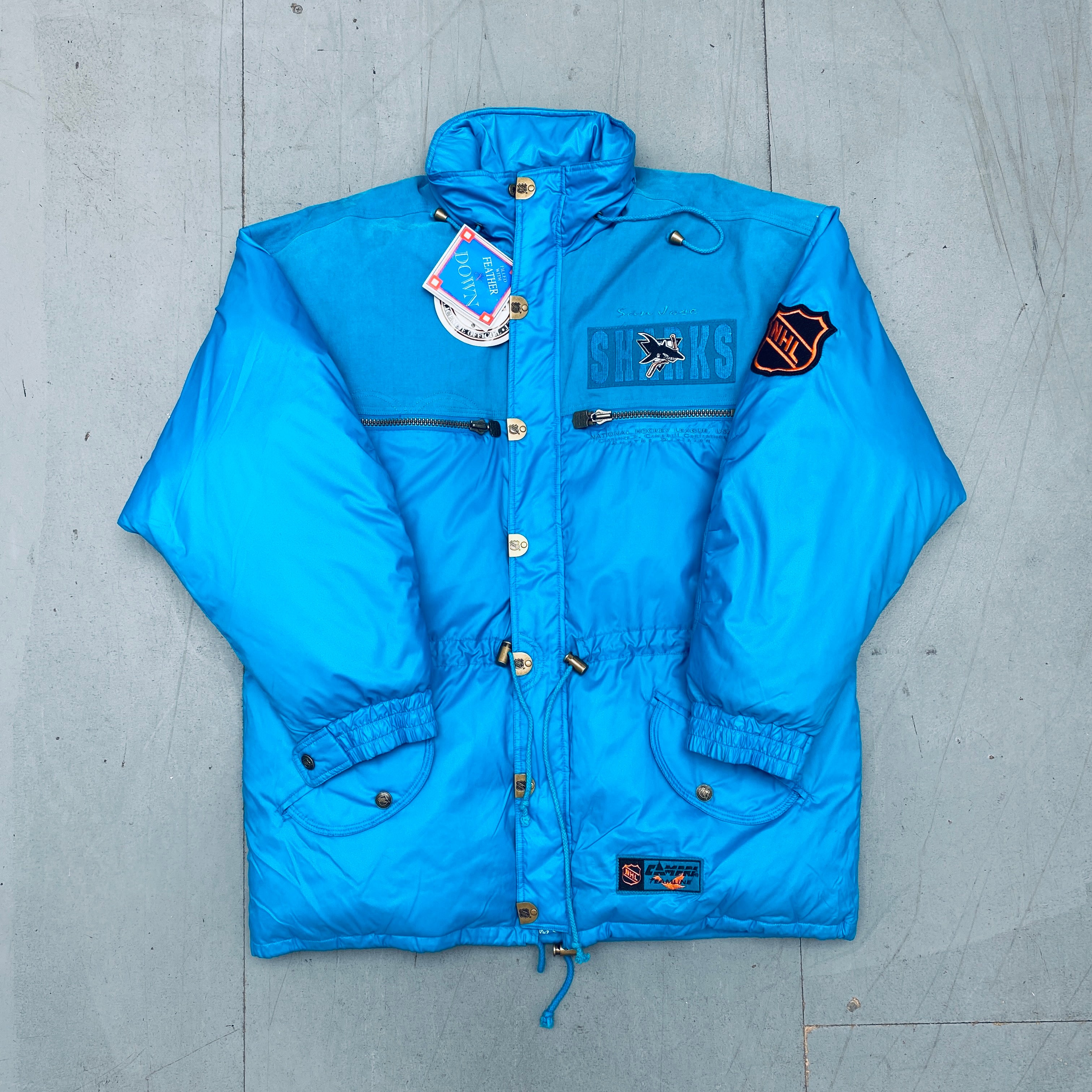 Vintage 1990s San Jose Sharks DEADSTOCK Campri Full-Zip Coach Jacket BNWT - Perfect for Hockey Fans & Retro Sportswear Collectors