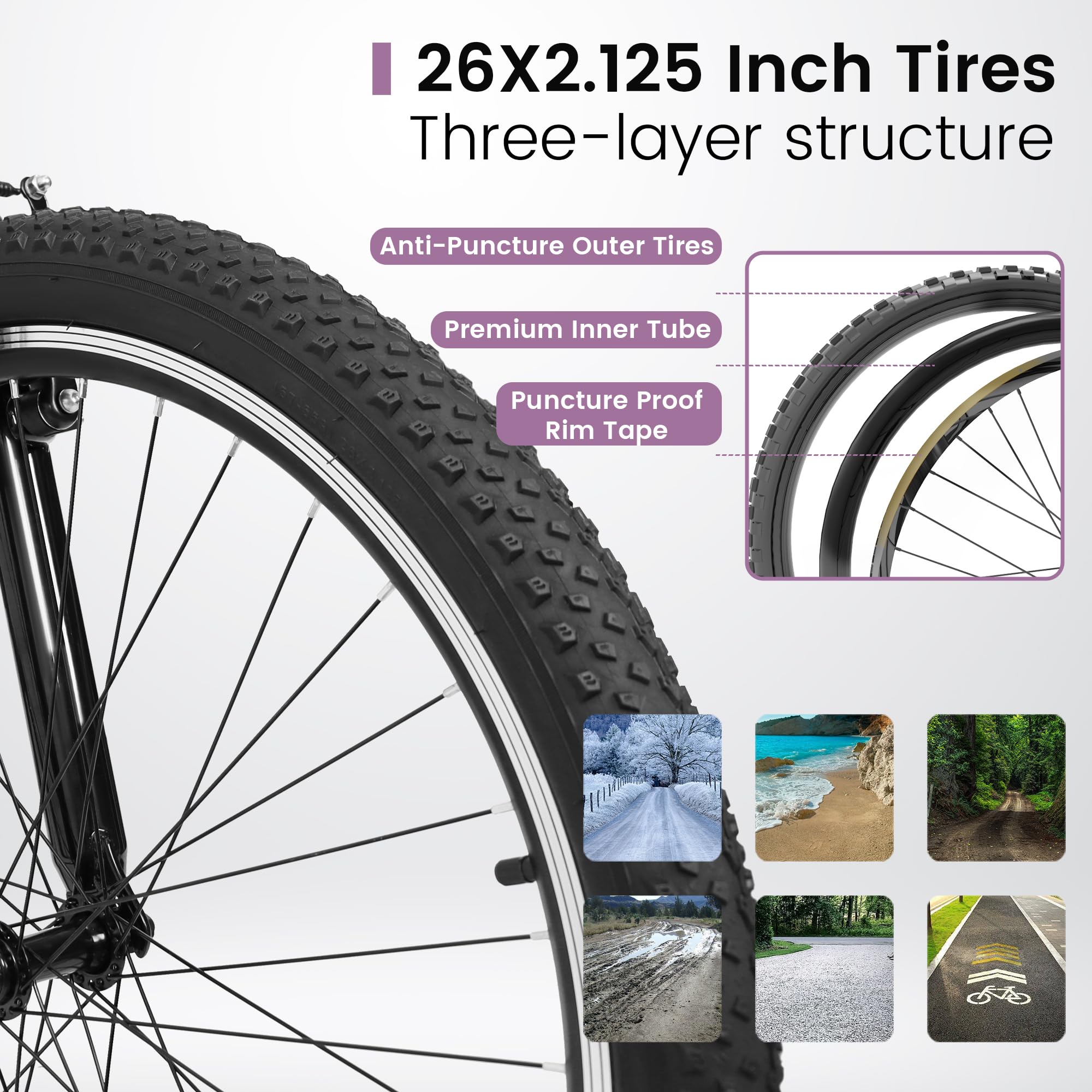 24-26 Inch Women's Mountain Bike with Disc/V Brakes - 21 Speed Steel Frame Bicycle with Suspension Fork - Stylish Commuter Bike for Adults & Teens - Perfect for Urban Trails, Snow Riding & Daily Commutes