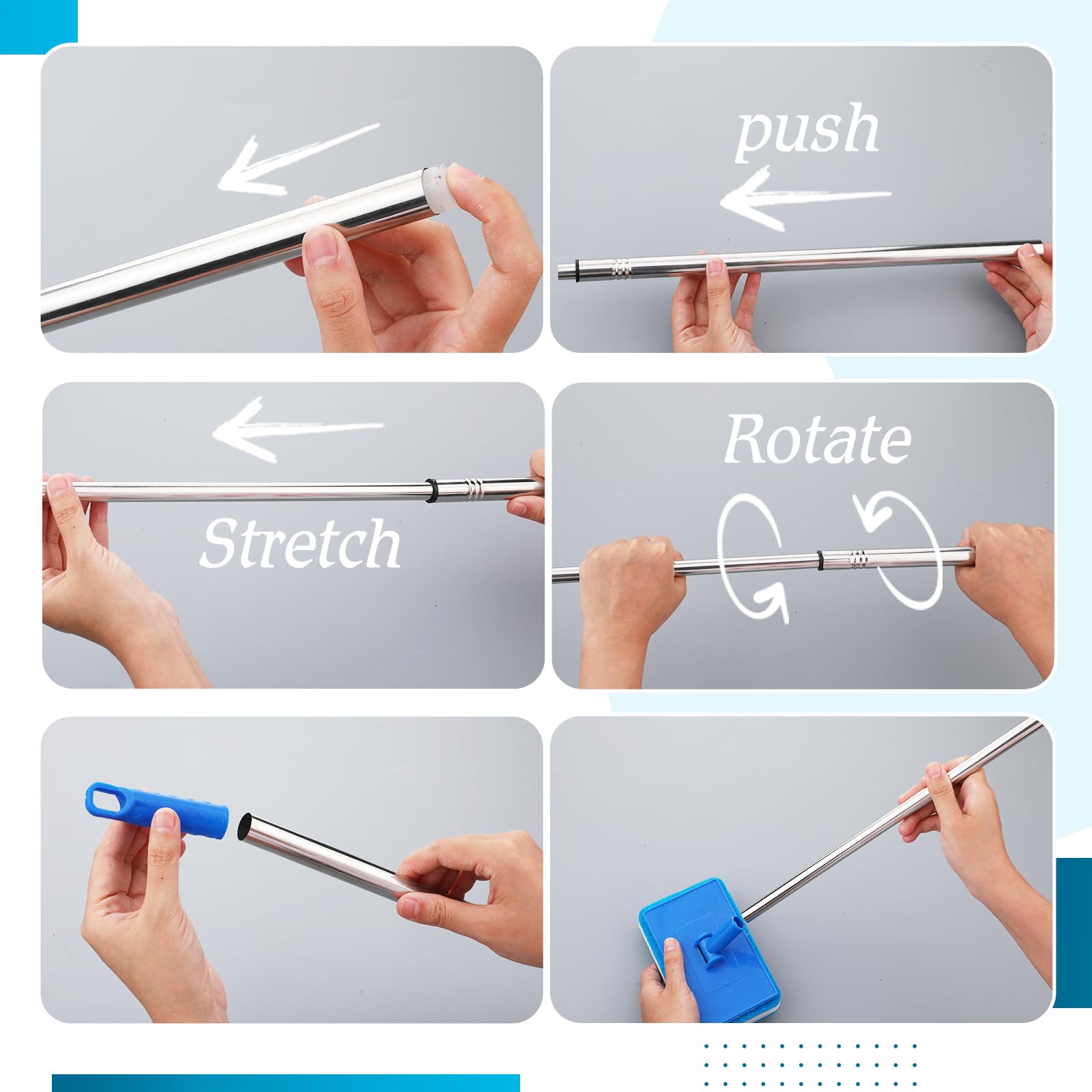 6-Pack Small Handheld Pool Scrub Brushes - Surface Cleaning Scouring Sponge Pads for Swimming Pools, Tile Grout, Walls, Spas, Kitchen & Bathroom Tubs - Perfect for Pool Maintenance & Household Deep Cleaning