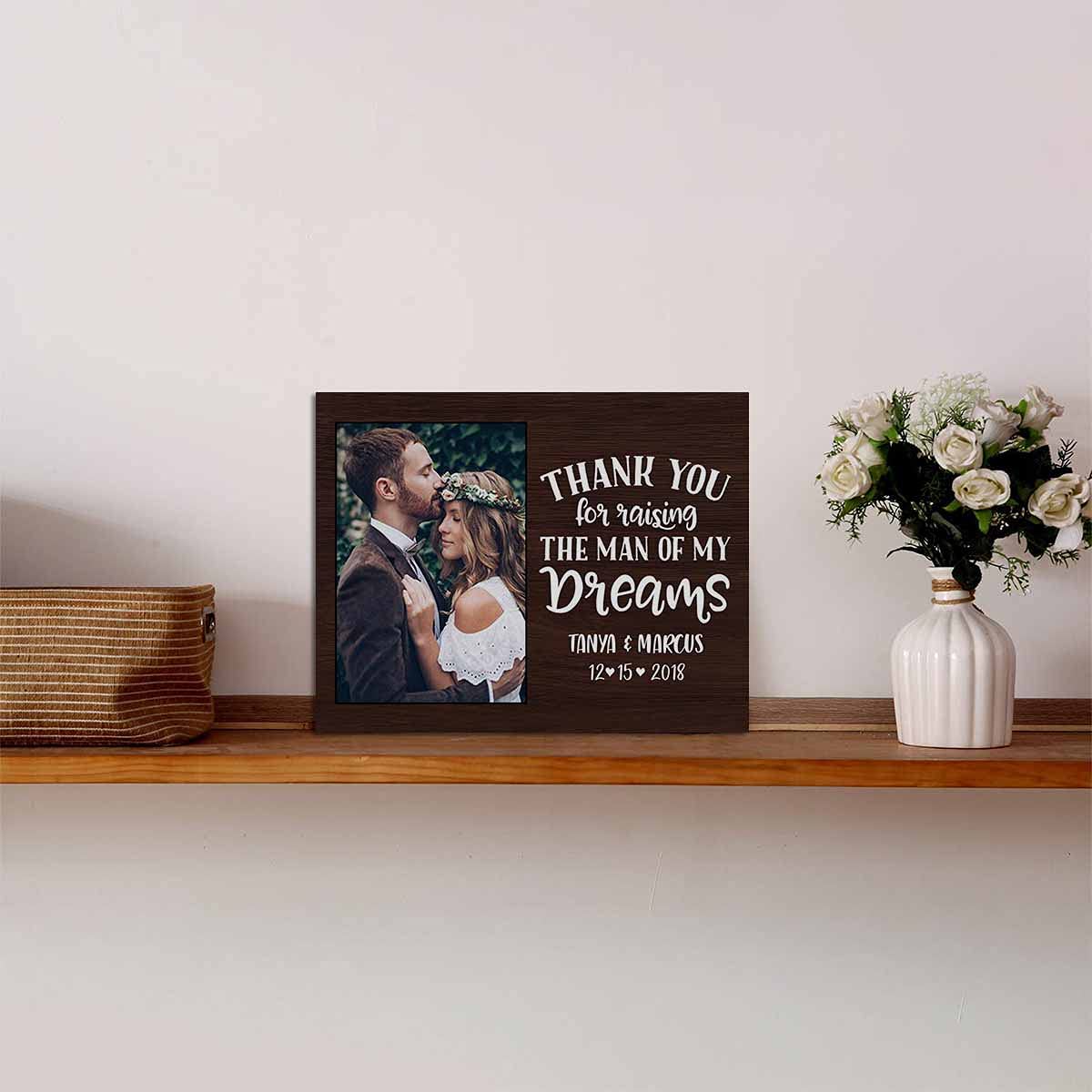 Customizable Photo Panel & Collage Picture Frame for Tabletop Display - Perfect for Weddings, Anniversaries, and Mother's Day Gifts - Thank You For Raising The Man Of My Dreams Personalized Gift Idea