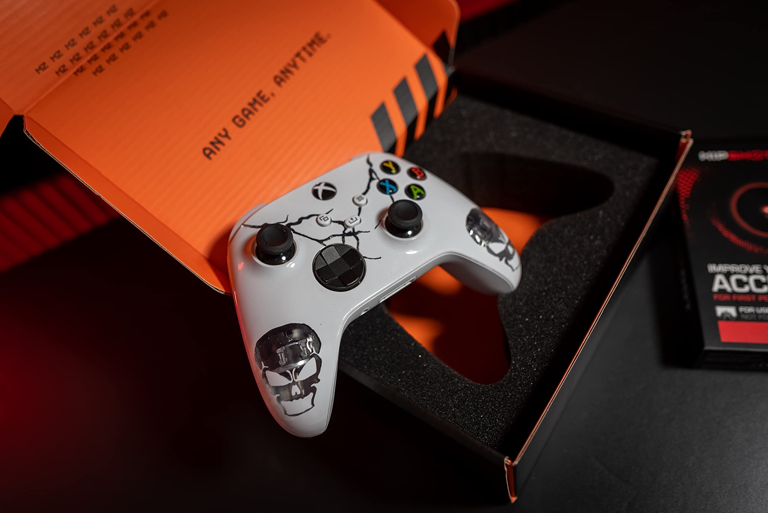 MODDEDZONE Skulls White Original Custom Wireless Gaming Controller for Xbox One S/X & PC - Personalized Design, High Performance, USA Made - Perfect for Competitive Gaming & Casual Play