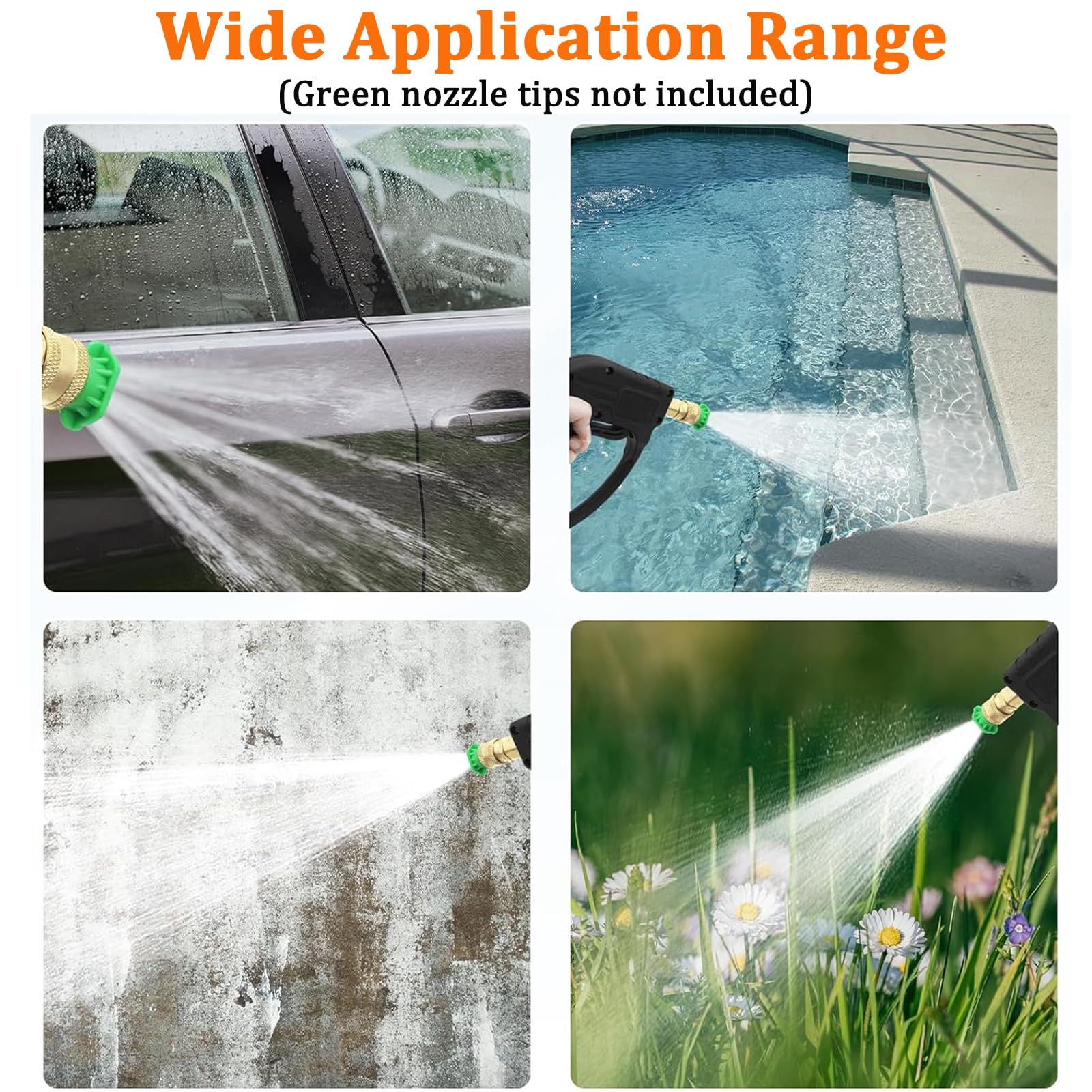CGACOL 3000 PSI High Pressure Power Washer Gun Kit with M22-14mm/15mm Fitting & Quick Connectors - Heavy Duty Spray Gun for Car Washing, Driveway Cleaning, and Outdoor Surface Maintenance