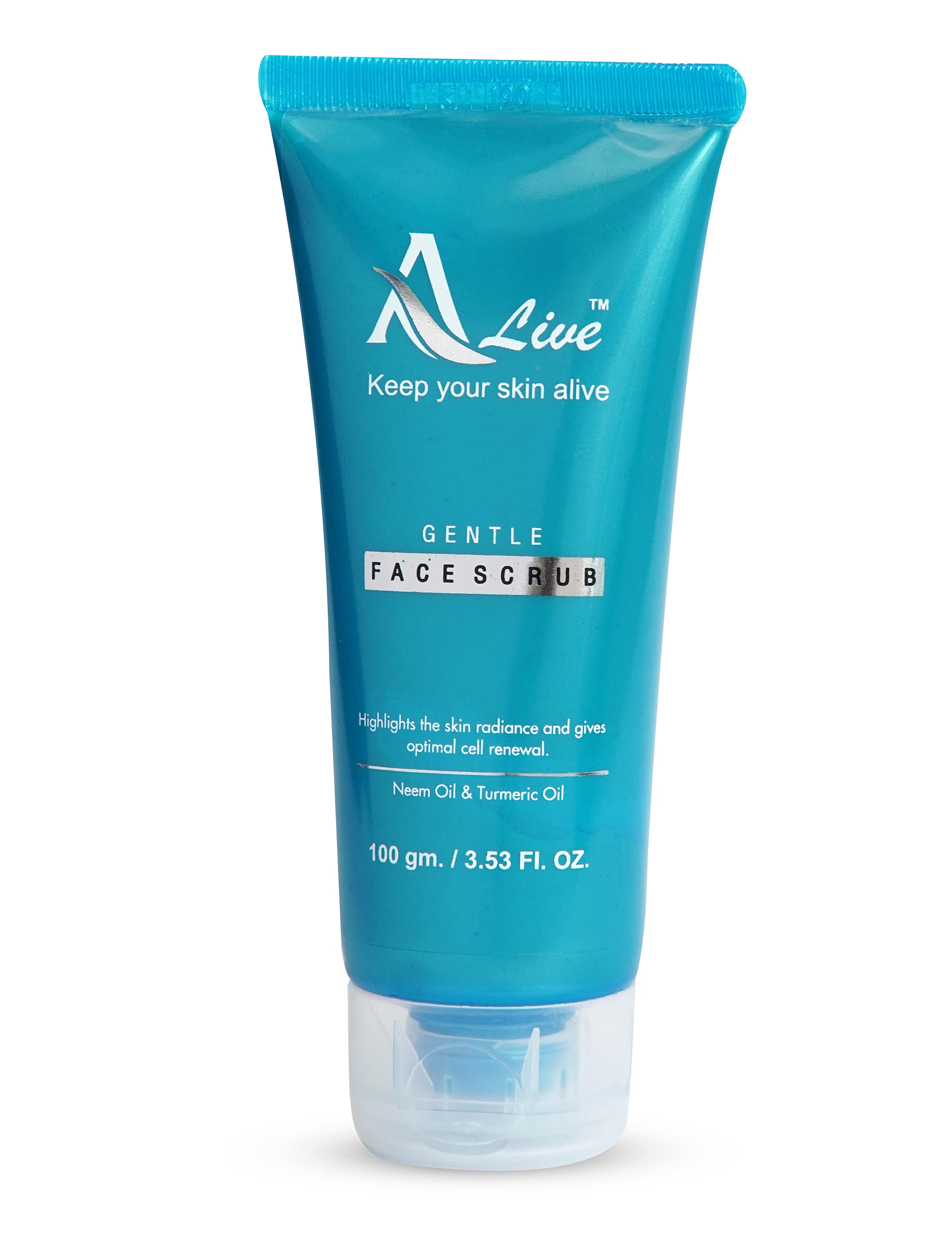 Alive Health & Beauty Neem & Turmeric Oil Face Scrub - 100g Natural Exfoliator for Cell Renewal & Glowing Skin | Perfect for Daily Skincare Routine & Acne Treatment