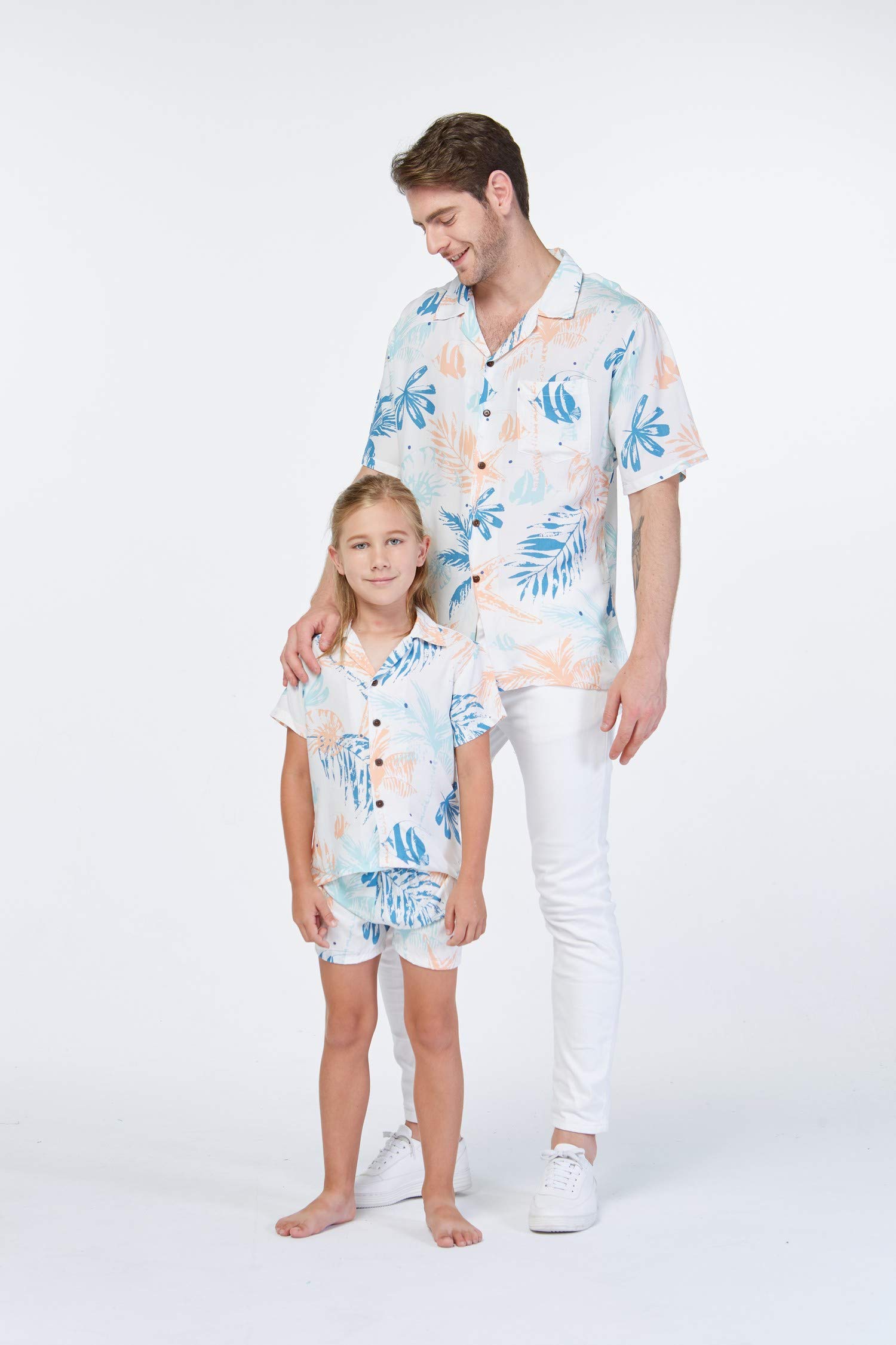 Stylish Matching Hawaiian Luau Shirts for Men & Boys - Sunset Red Tropical Aloha Shirts | Perfect for Beach Parties, Summer Vacations & Luau Events