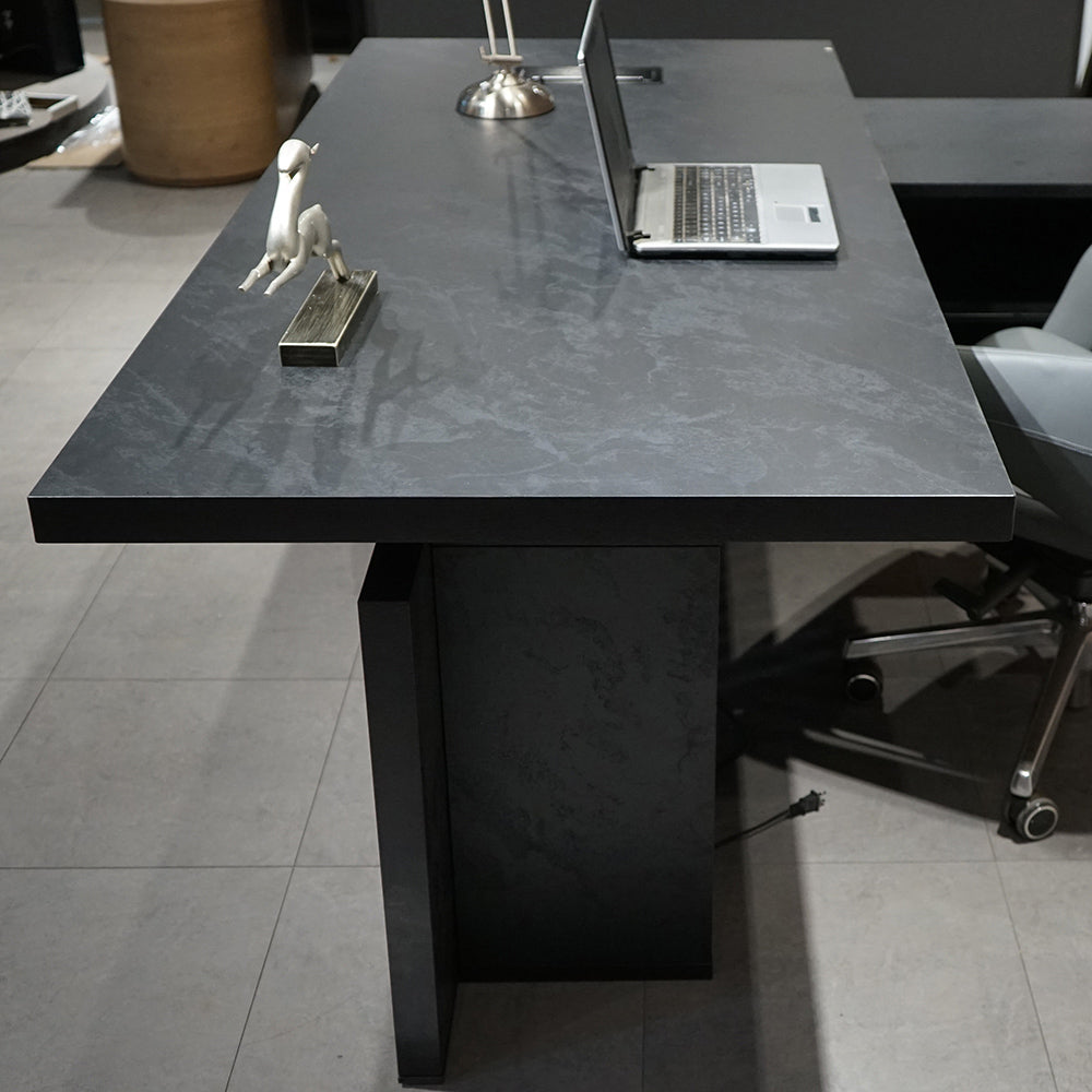 DAXTON 200cm Executive Desk with Right Return & Lift - Black | Modern Office Desk for Home & Business Workspaces