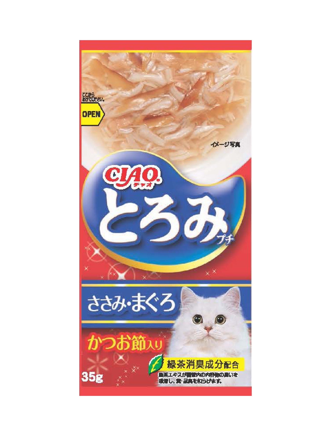 Premium Ciao Toromi Line Pouch Cat Food - Chicken Fillet, Tuna & Bonito Flavor (35g x 4 Pack) | Grain-Free Wet Food for Adult Cats | Perfect for Mealtime, Travel & Treats