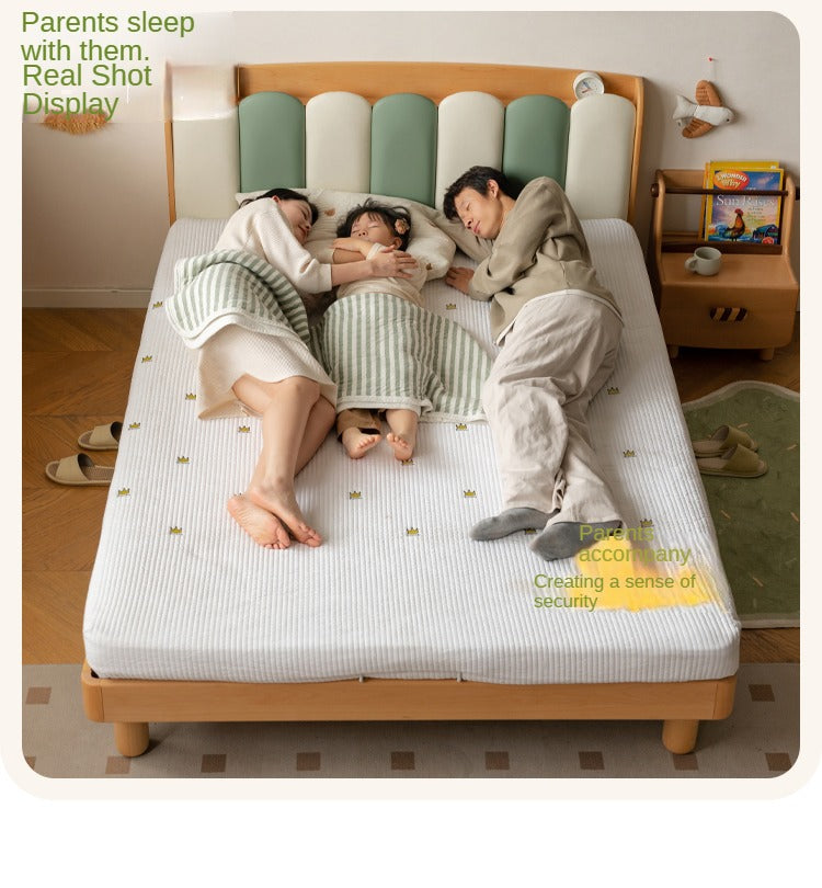 Solid Beech Wood Soft Single Kids Bed - Durable & Safe Children's Bedroom Furniture for Toddlers & Teens - Perfect for Bedrooms, Daycare, and Guest Rooms