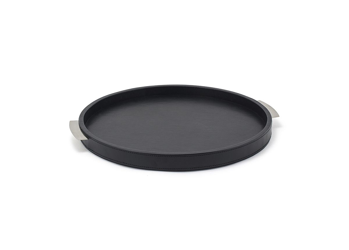 FOH London Round Serving Tray Set of 2 - 15 Inch Decorative Metal Trays for Coffee Table, Dining, or Living Room Decor - Perfect for Entertaining Guests or Displaying Home Accessories