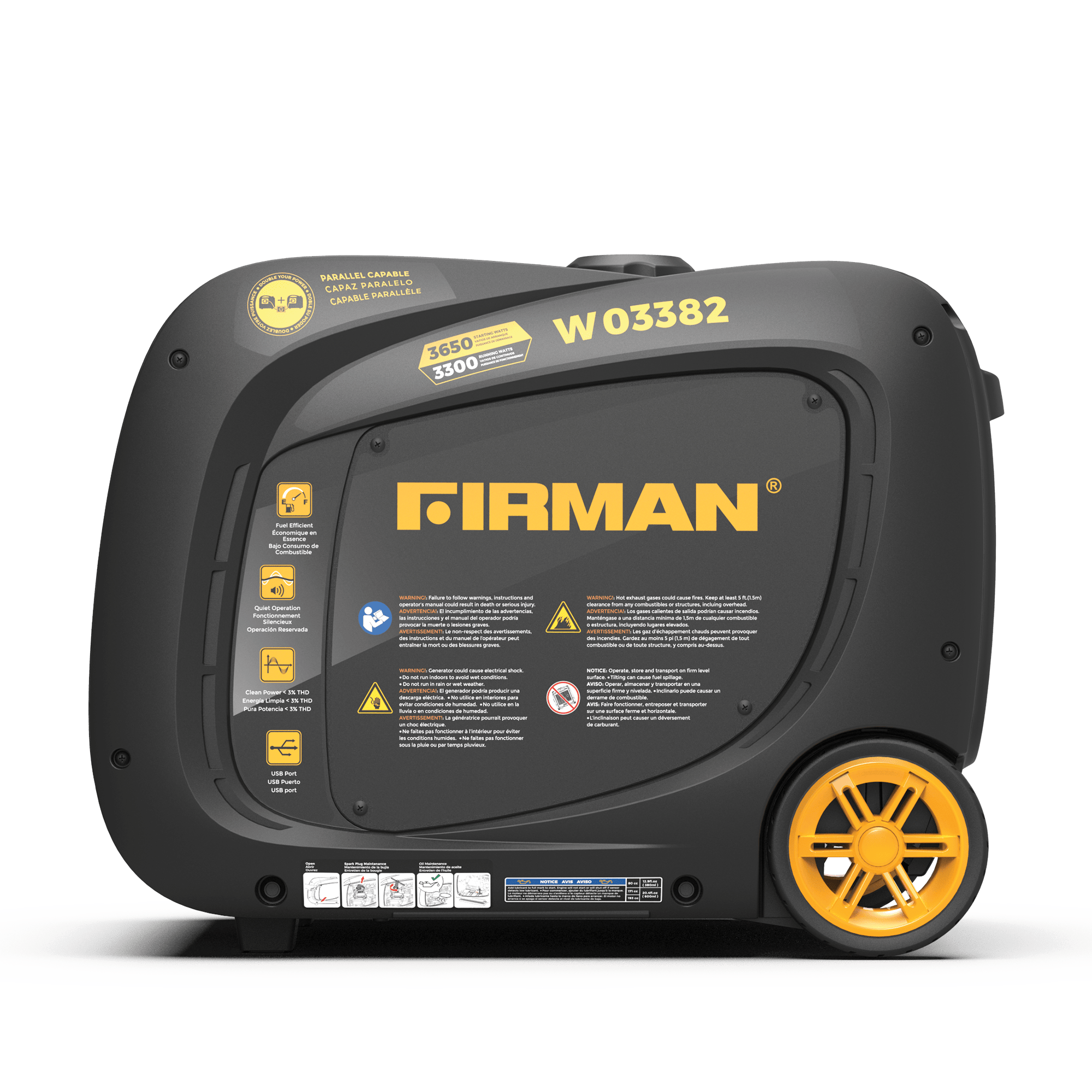 3650W Portable Inverter Generator with Electric Start - Quiet, Reliable Power for Camping, RV Trips & Home Backup