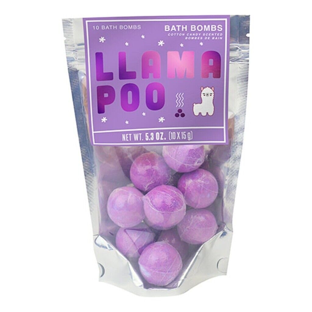 Llama Poo Scented Bath Bombs - 10 Pack Cotton Candy Gift for Christmas & Spa