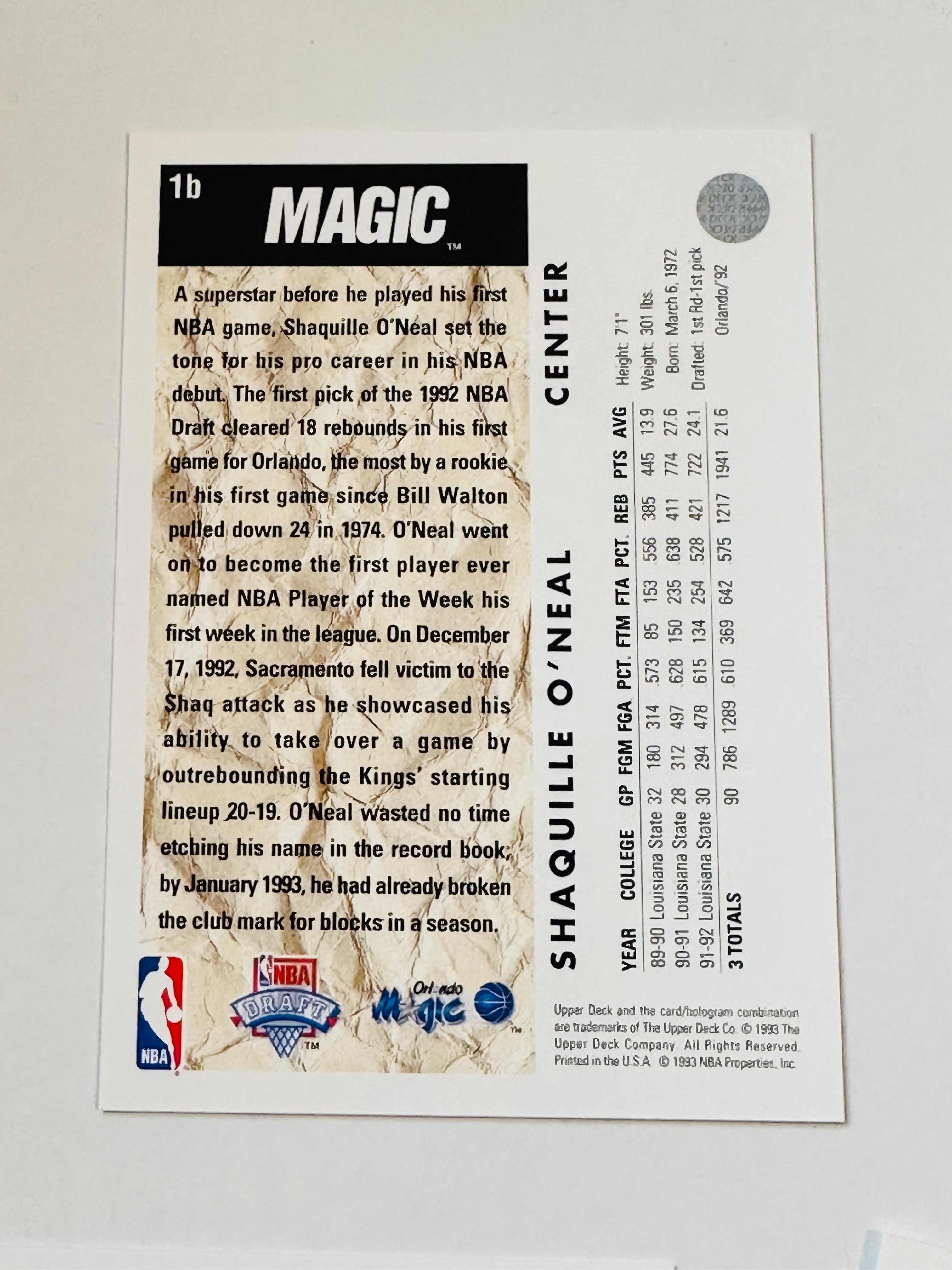 1992 Upper Deck Shaquille O'Neal Rookie Card with Complete Team Set - Perfect for NBA Collectors, Basketball Memorabilia Fans & Sports Card Investors