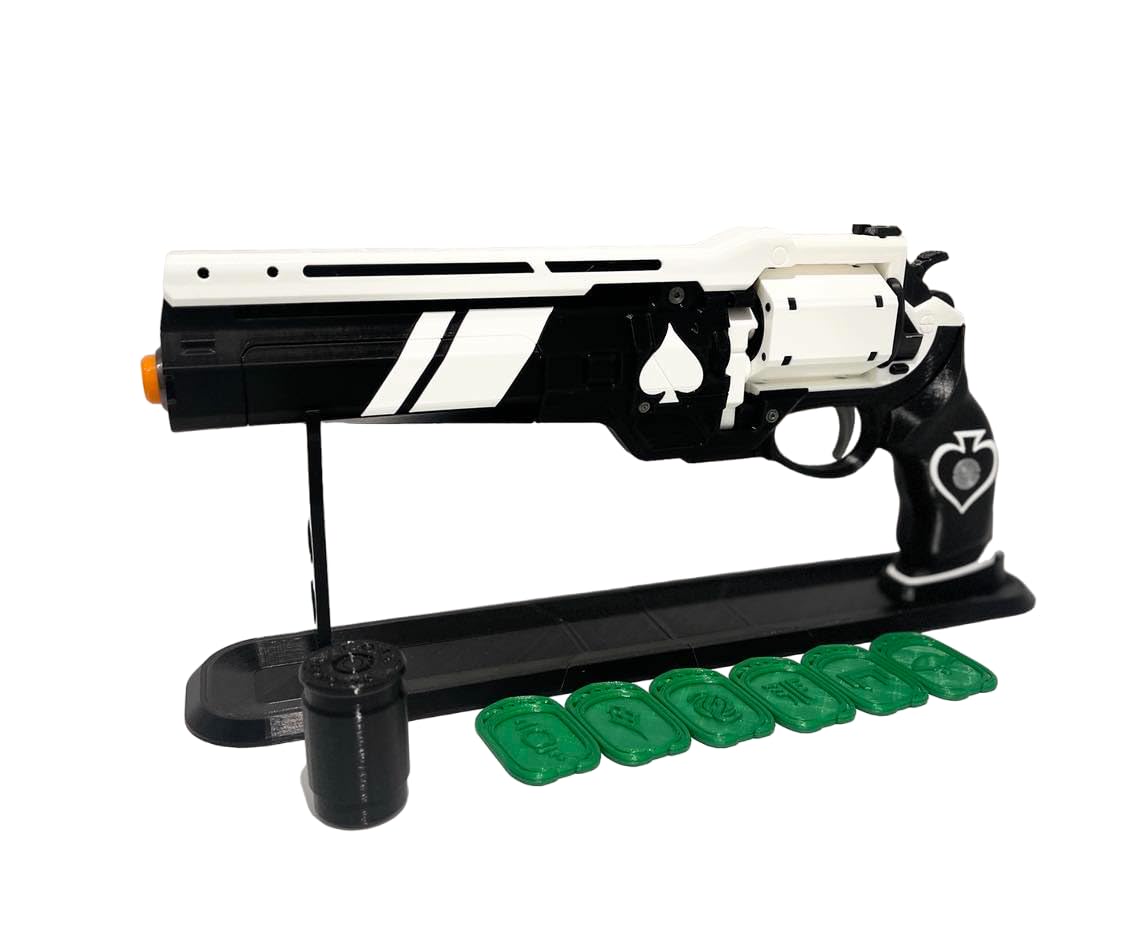Ace of Spades Hand Cannon Replica with Moving Parts - 3D Printed Destiny 2 Prop for Cosplay & Collectors (Assembled + Display Stand) - Perfect for Gaming Events, Halloween Costumes & Movie Props