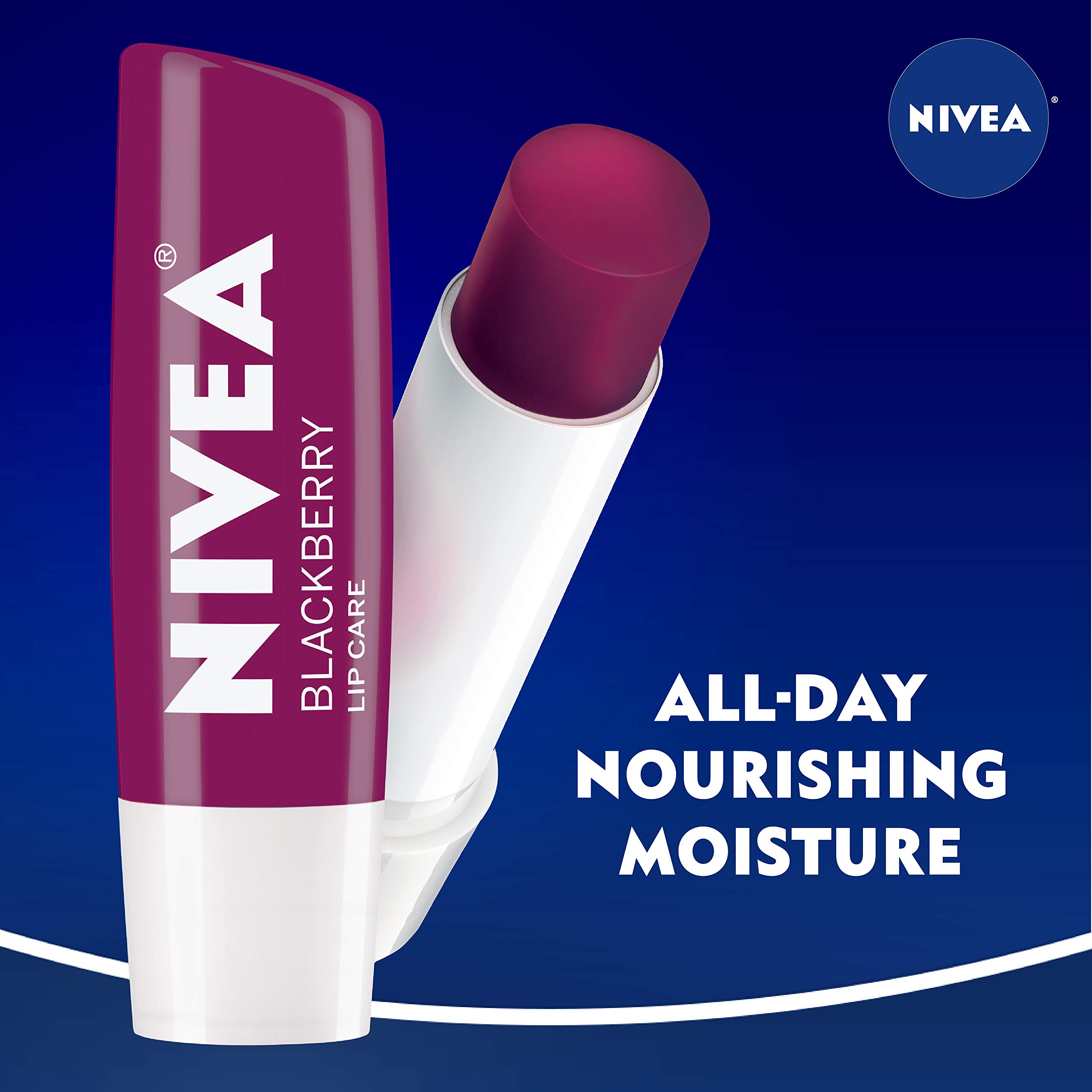 NIVEA Blackberry Tinted Lip Balm Stick with Shea Butter & Jojoba Oil - 4 Pack (0.17 Oz Each) - Moisturizing & Nourishing Lip Care for Dry Lips - Perfect for Daily Use, Work, School & Outdoor Activities