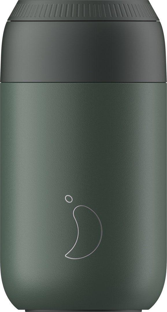 Chilly's Series 2 Reusable Coffee Cup 340ml | Insulated Stainless Steel Travel Mug | Pine Green | Perfect for Office, Commuting & Outdoor Activities