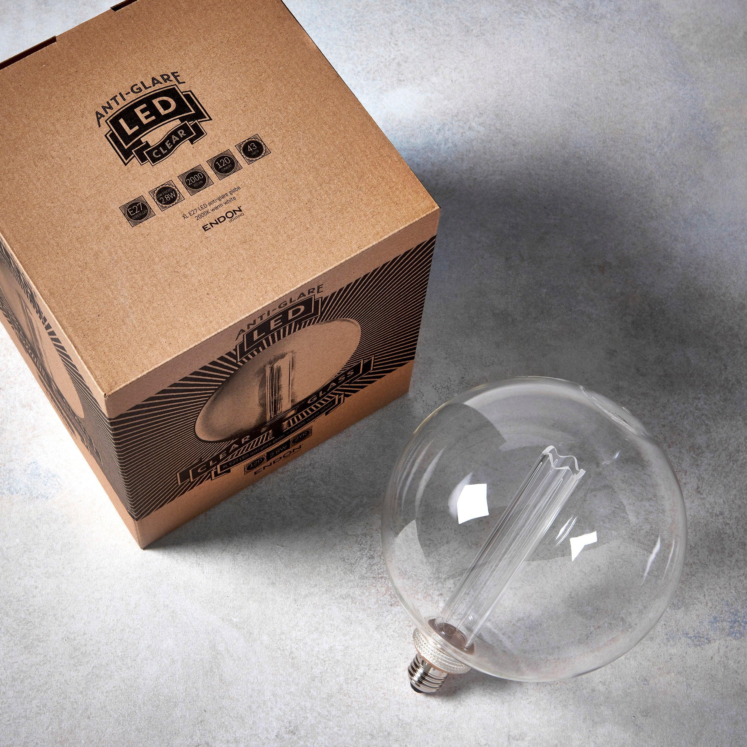 E27 Globe LED Light Bulb 2.8W 200mm Clear Cylinder Shape - Perfect for Home, Office, and Commercial Lighting