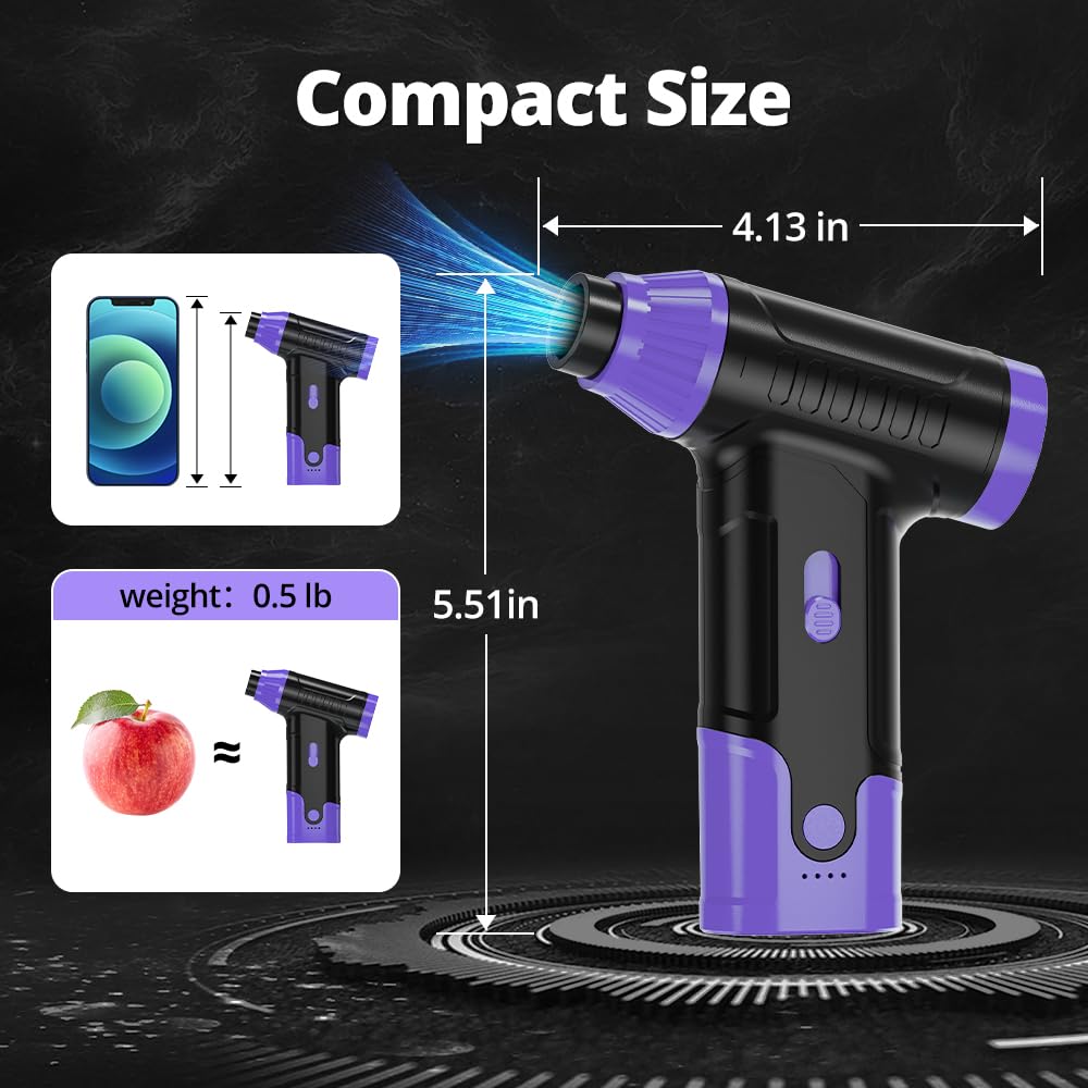 Electric Air Blower 150,000 RPM - Compressed Air Duster for Keyboard, PC, Car & Electronics Cleaning | Portable Dust Blower Spray Kit | Perfect for Home Office, Workshop & Computer Maintenance (Purple)
