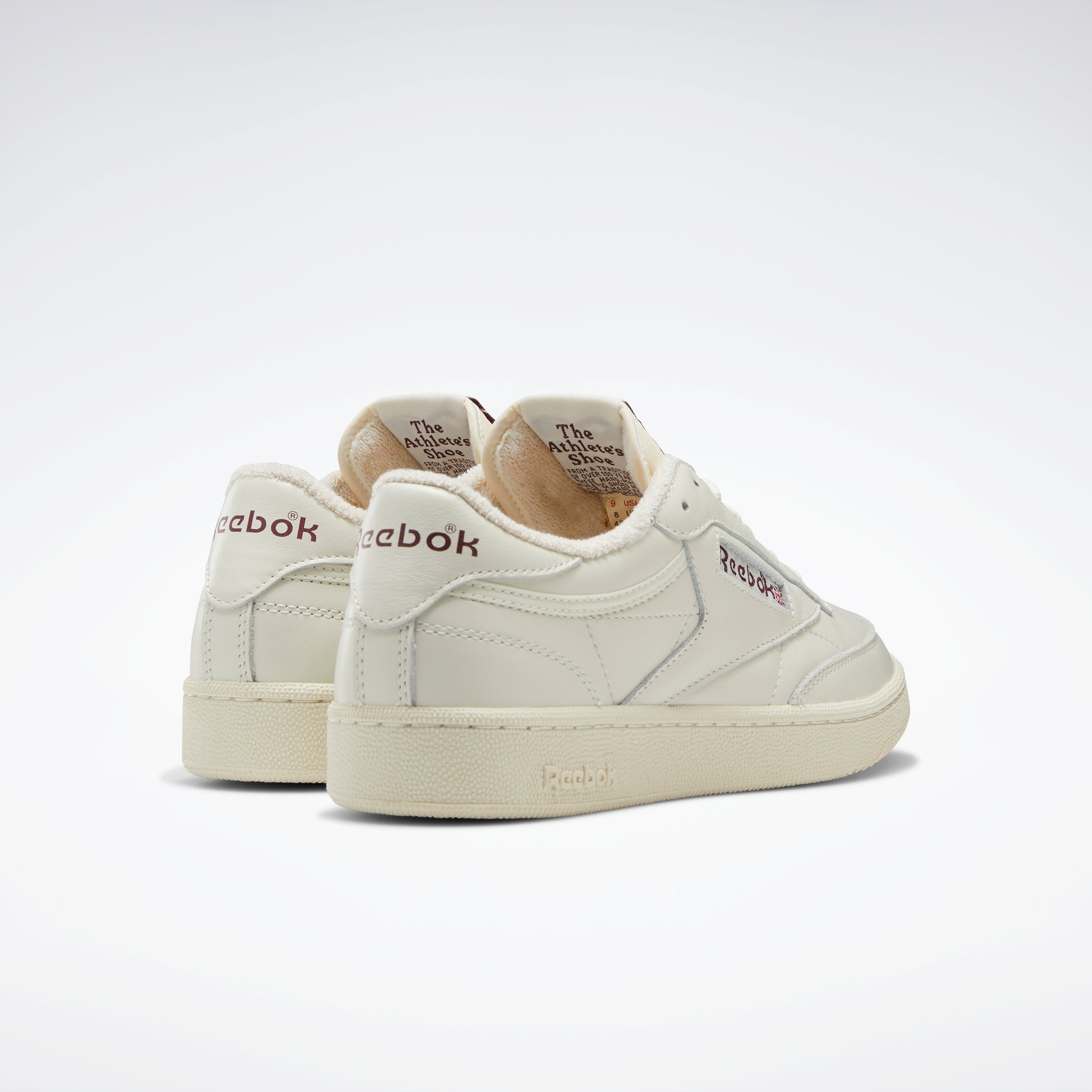 Reebok Club C 85 Vintage Sneakers - Chalk/Alabaster/Maroon | Classic Retro Tennis Shoes for Men & Women | Perfect for Casual Wear, Street Style & Gym Fashion