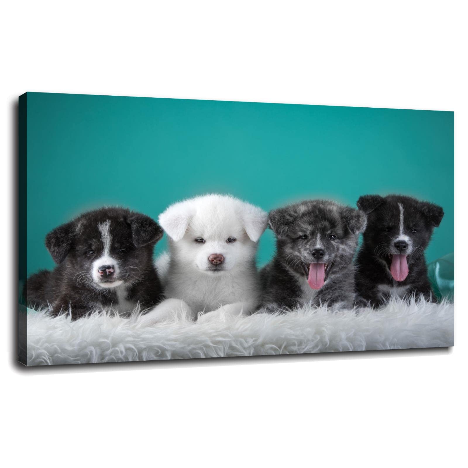 Cute Puppy Canvas Prints - Modern Wall Art Decor for Home, Office & Kids Room - Framed Animal Poster Painting 20x12 Inches - Perfect for Living Room, Bedroom & Nursery Decor