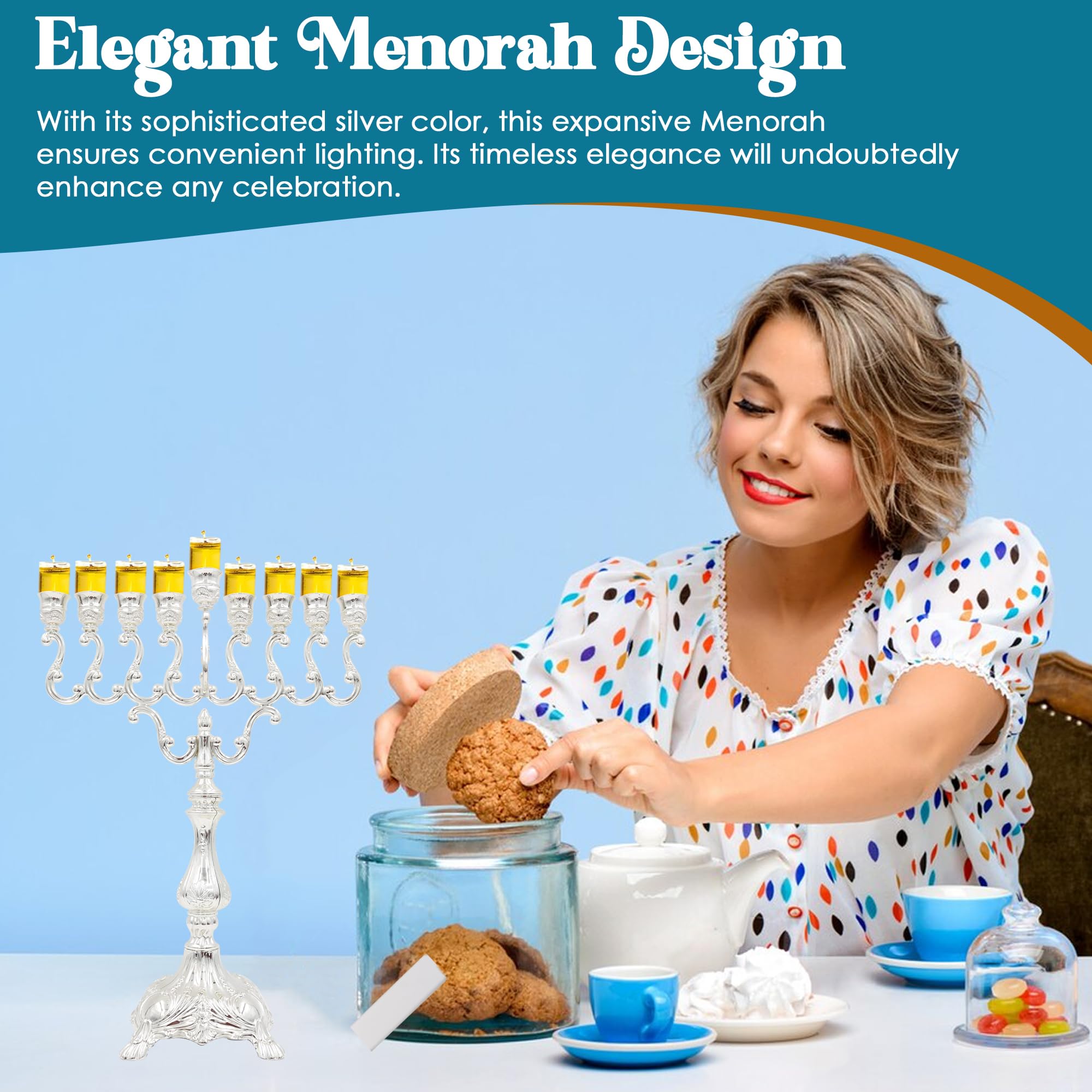 Silver-Plated Chanukah Menorah for Hanukkah - 17.5