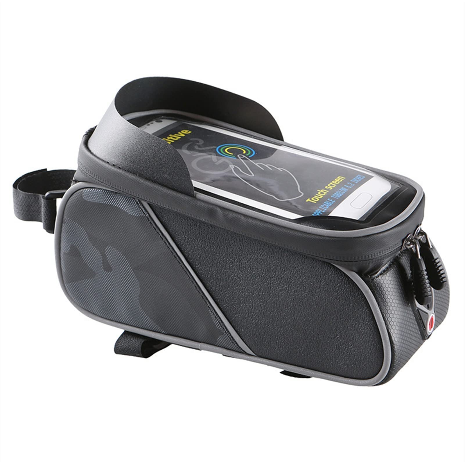 TOMYEUS Waterproof Bike Frame Bag - Front Top Tube Cycling Bag with Reflective Strip, 6.5 Inch Phone Case Touchscreen Compatible - Perfect for Mountain Biking, Commuting & Outdoor Adventures