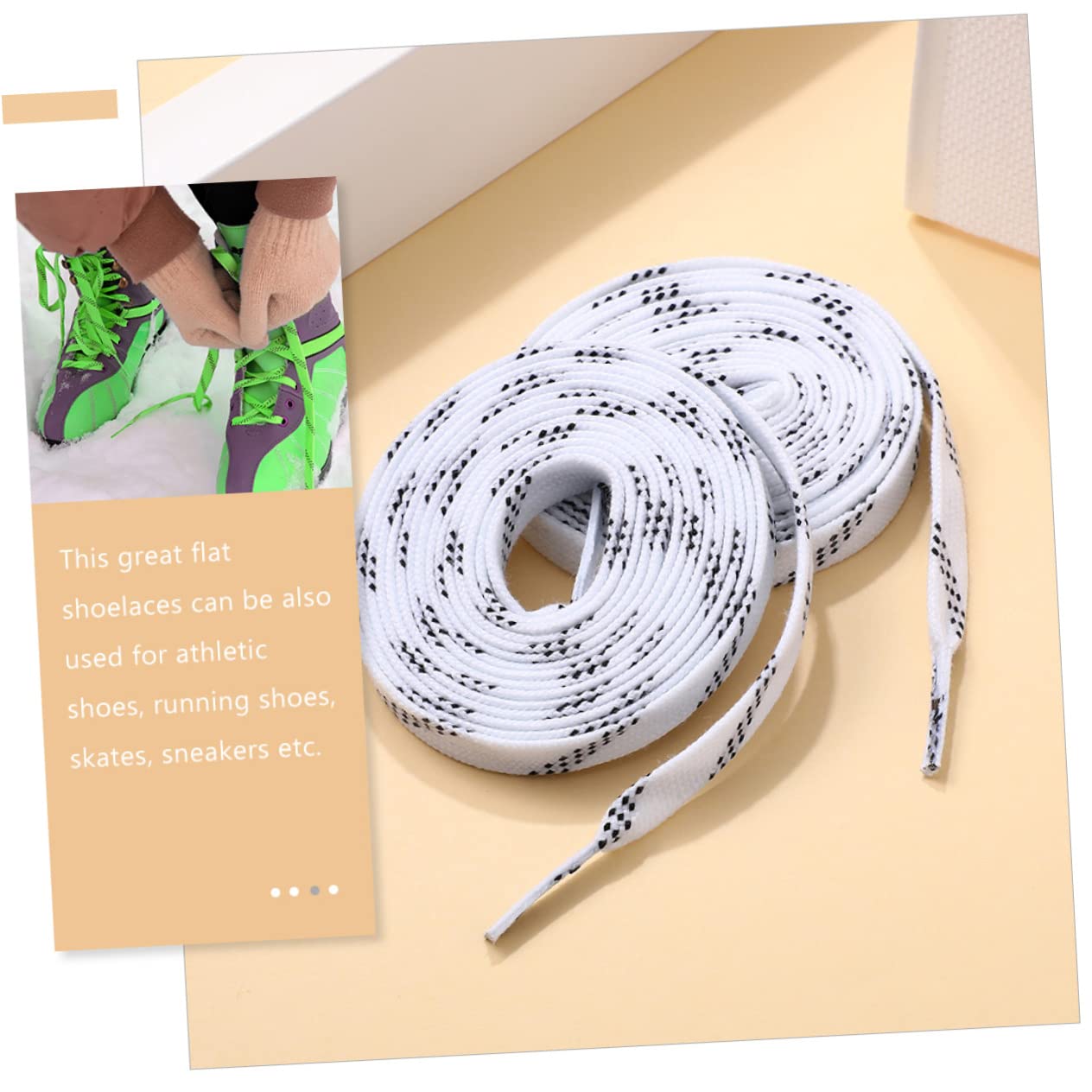 SKISUNO Figure Skates Laces - 2 Pairs Professional Hockey & Sneaker Shoelaces for Ice Skating, Sports Shoes, and Fashion - Durable Hockey Laces for Figure Skates, Hockey Skates, and Casual Wear