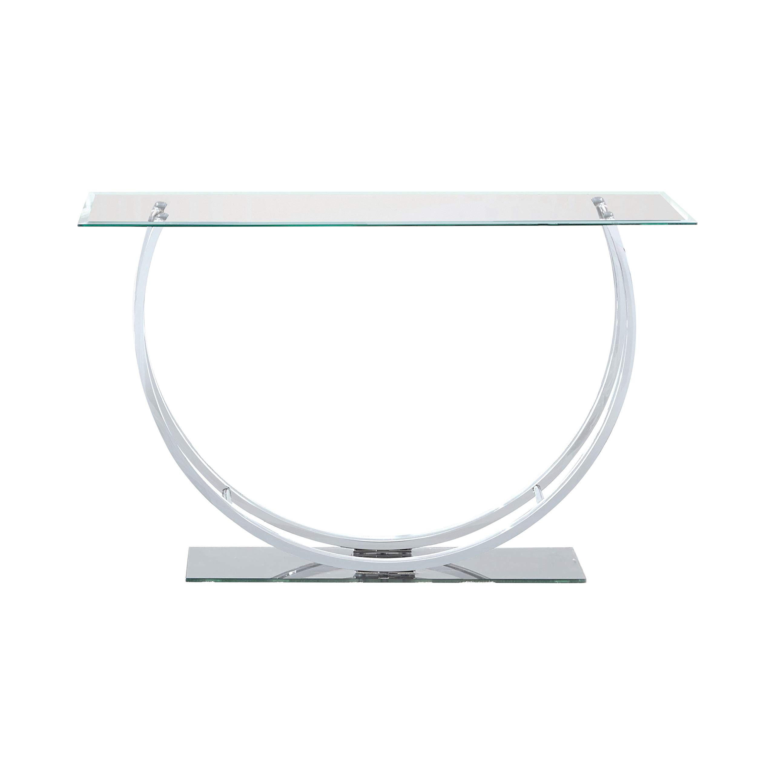 Benjara Contemporary U-Shaped Glass Sofa Table in Silver - Perfect for Living Room, Lounge, or Office Decor
