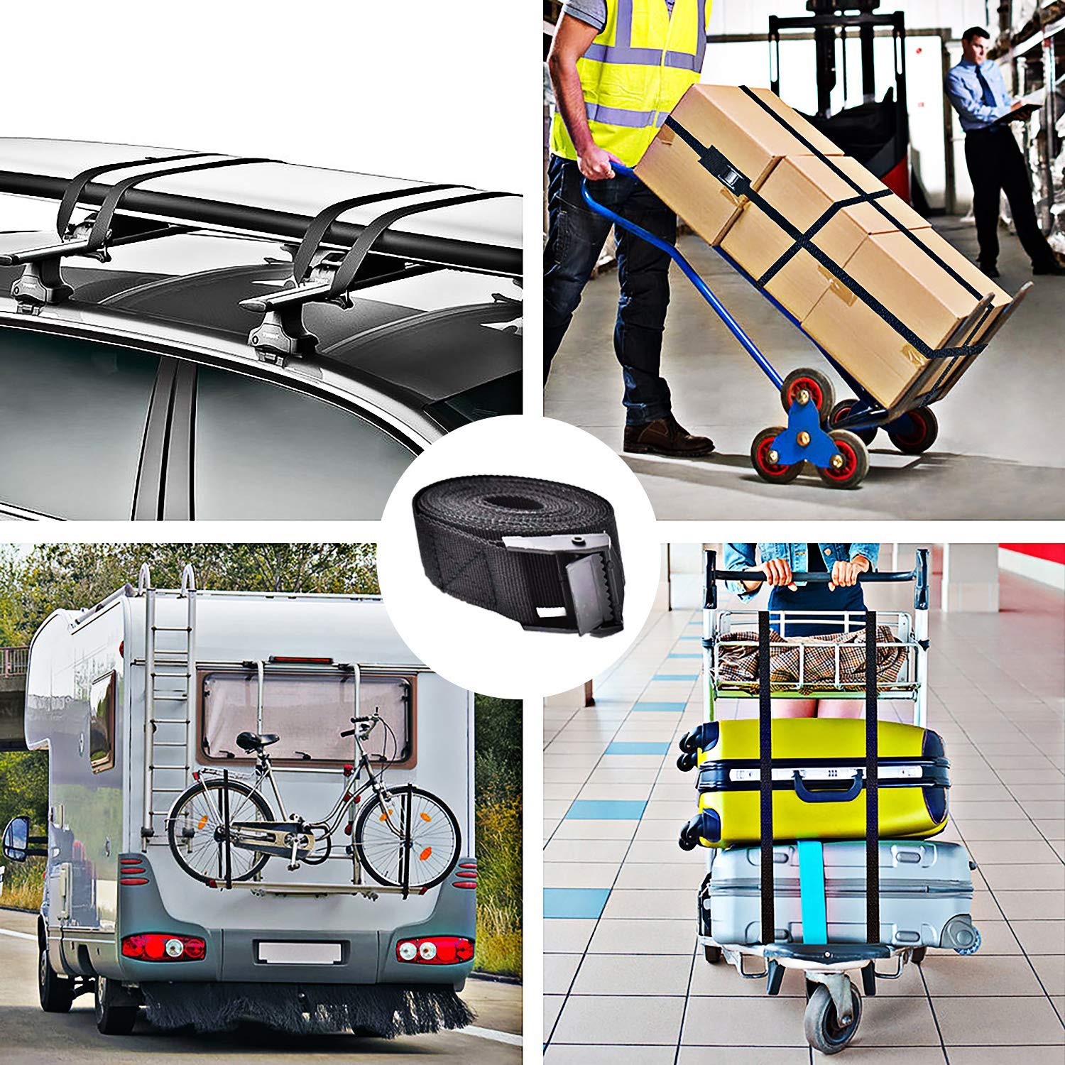 Premium Heavy Duty Ratchet Tie Down Straps 4-Pack - Adjustable Lashing Straps with Cam Buckle for Cargo, Luggage & Truck Securing - Ideal for Moving, Transport & Outdoor Adventures
