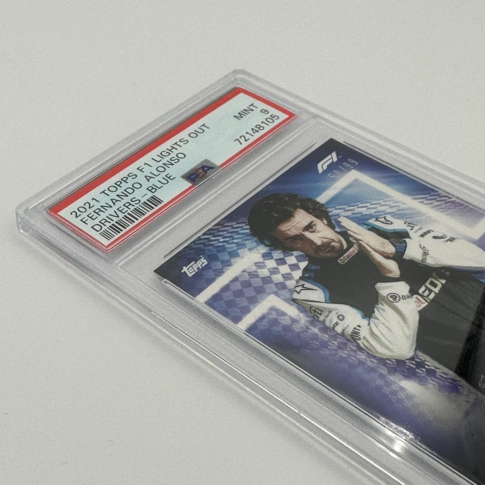 PSA 9 Graded 58/99 Fernando Alonso Blue Parallel Racing Drivers Card - Perfect for Collectors, Fans, and Sports Memorabilia Displays