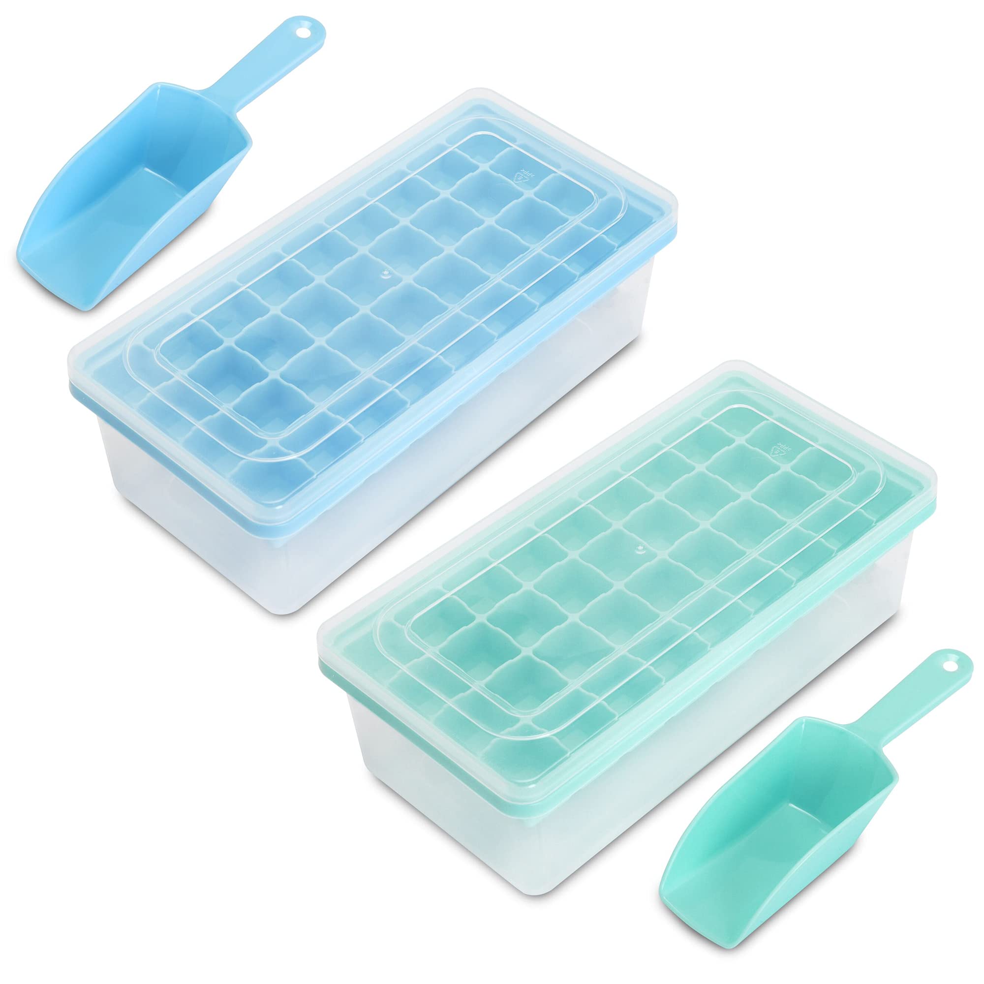 Food-Grade Silicone Ice Cube Tray with Lid & Storage Bin - 36 Small Nugget Ice Molds for Freezer, Spill-Resistant Cover & Bucket, Flexible Easy-Release Ice Cube Maker with Scoop - Perfect for Cocktails, Smoothies, and Beverage Chilling