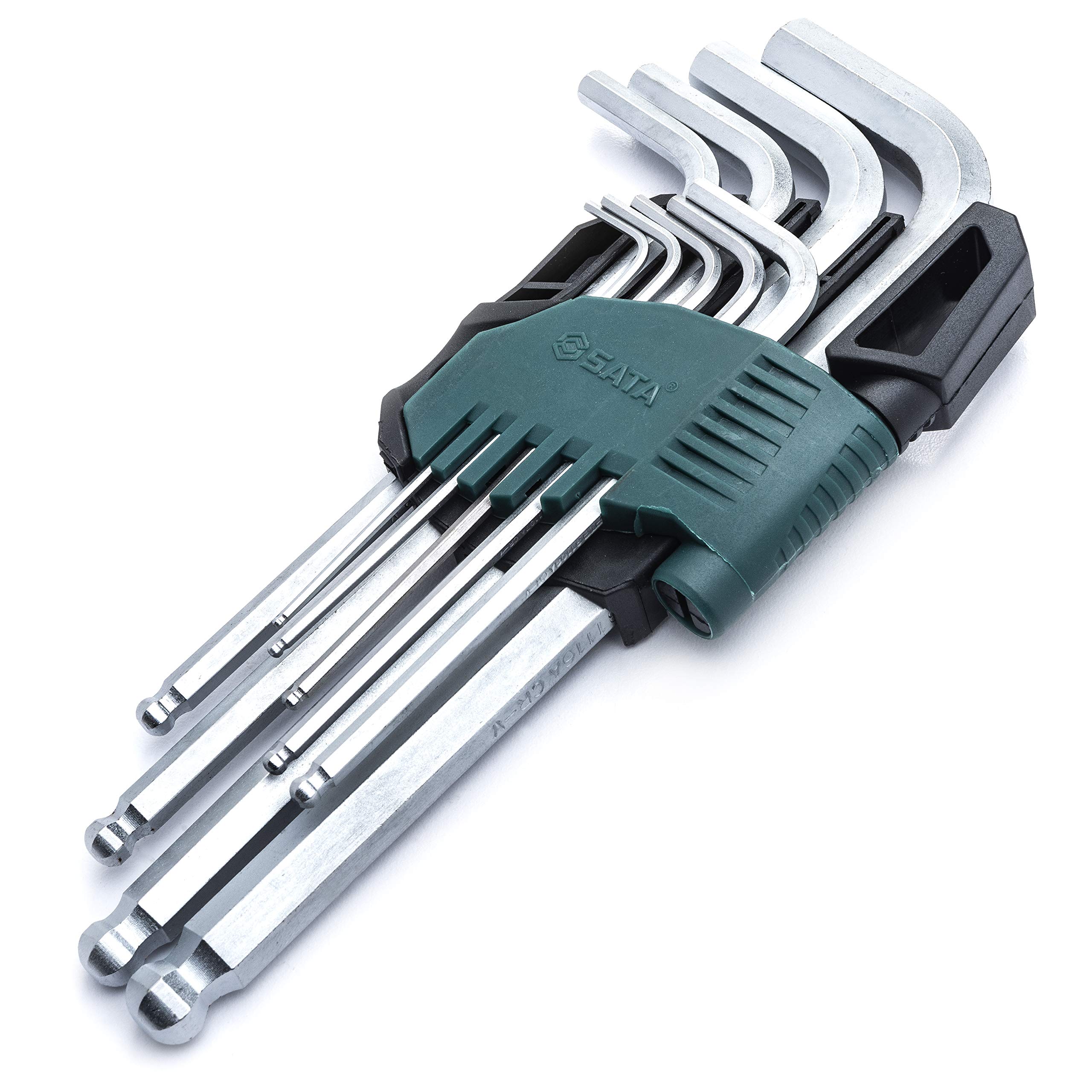 9-Piece Metric SATA Hex Key Set with Long Arm Ball Point - Alloy Steel Construction & Impact-Resistant Caddy (ST09105ASJ) - Perfect for Automotive, Bicycle, and Machinery Repairs