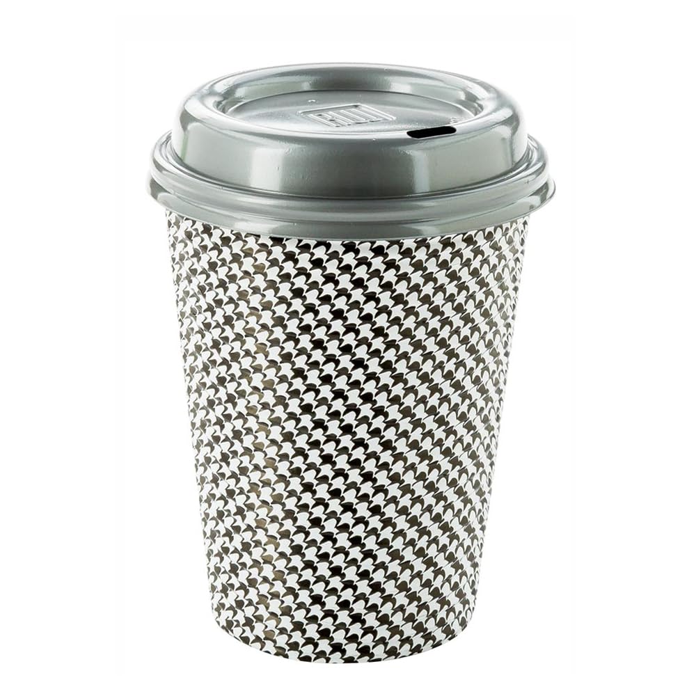 Restaurantware 12oz Disposable Coffee Cups - 500 Pack Spiral Wall Hot Paper Cups with Houndstooth Print for Coffee, Tea & Beverages | Insulated Design, Rolled Rim (Lids Sold Separately) | Perfect for Cafés, Offices & Catering Events