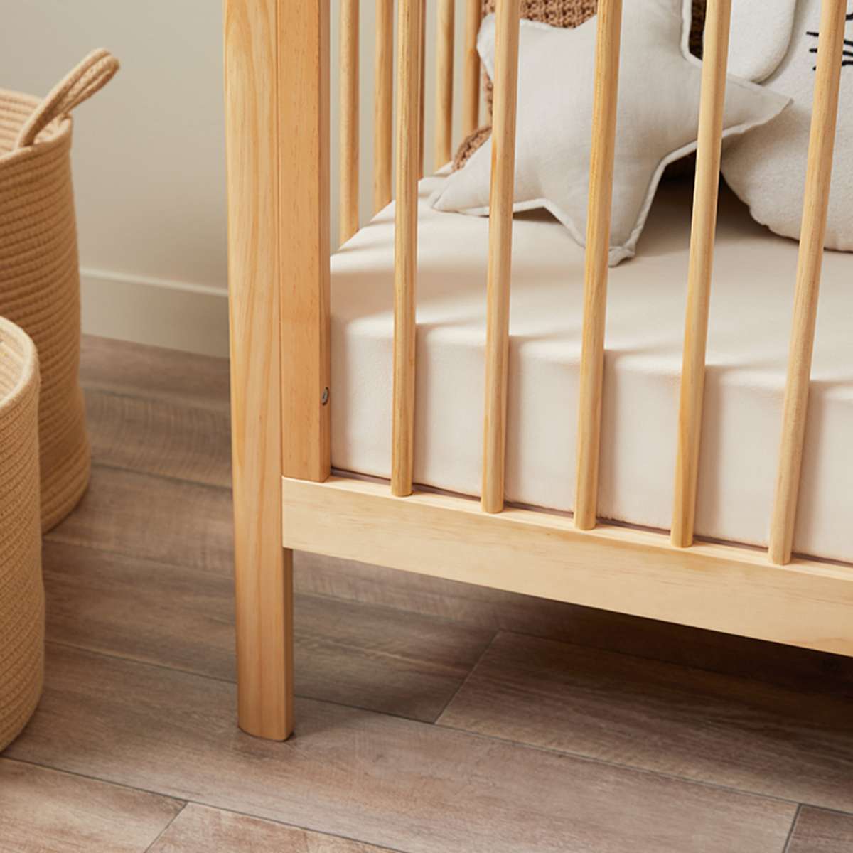 Natural Fraser Coastal Cot - Stylish & Durable Wooden Baby Crib for Nursery, Bedroom, or Travel | Safe & Comfortable Infant Sleeping Solution