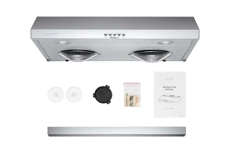 Hauslane UC C100SS 30 Inch Stainless Steel Under Cabinet Range Hood - Powerful 900 CFM Ducted Kitchen Ventilation for Smoke & Odor Removal - Perfect for Home Chefs & Modern Kitchens