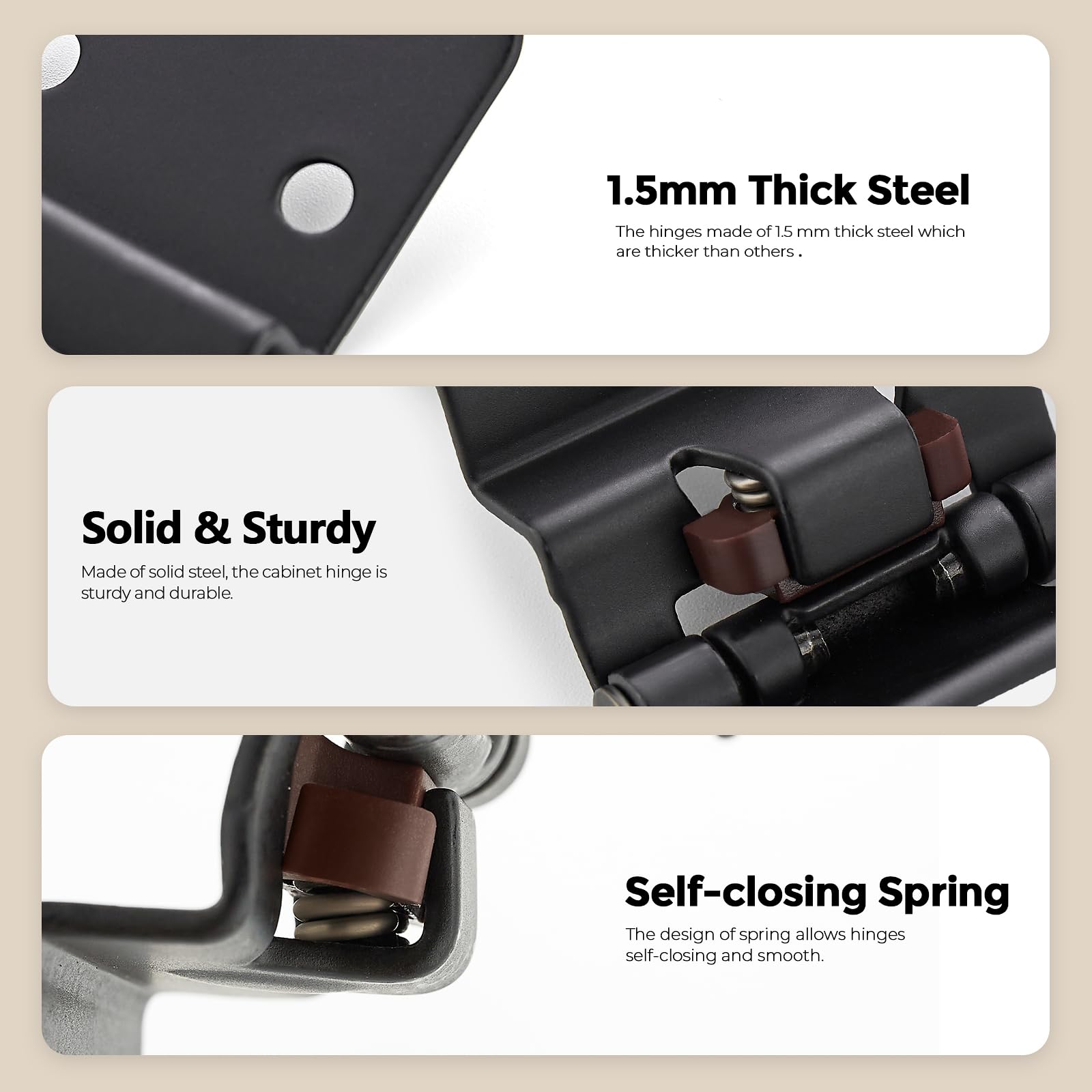 50 Pack 25 Pair Black Cabinet Hinges - 3/8