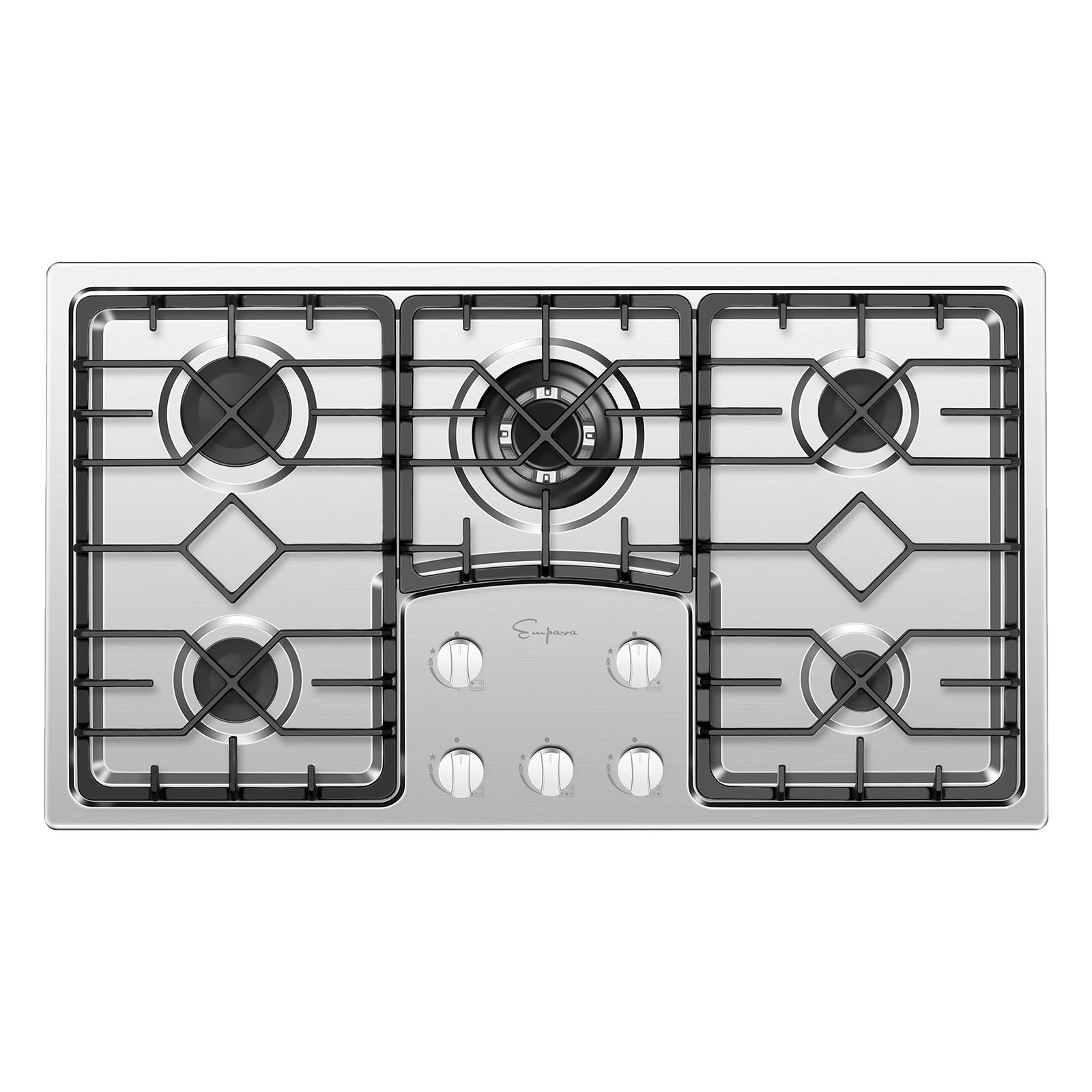 Empava 36 Inch 5 Burner Built-In Gas Cooktop - Stainless Steel (Model 36GC5B90S) | Professional Grade for Home Kitchen, Perfect for Cooking, Grilling & Entertaining