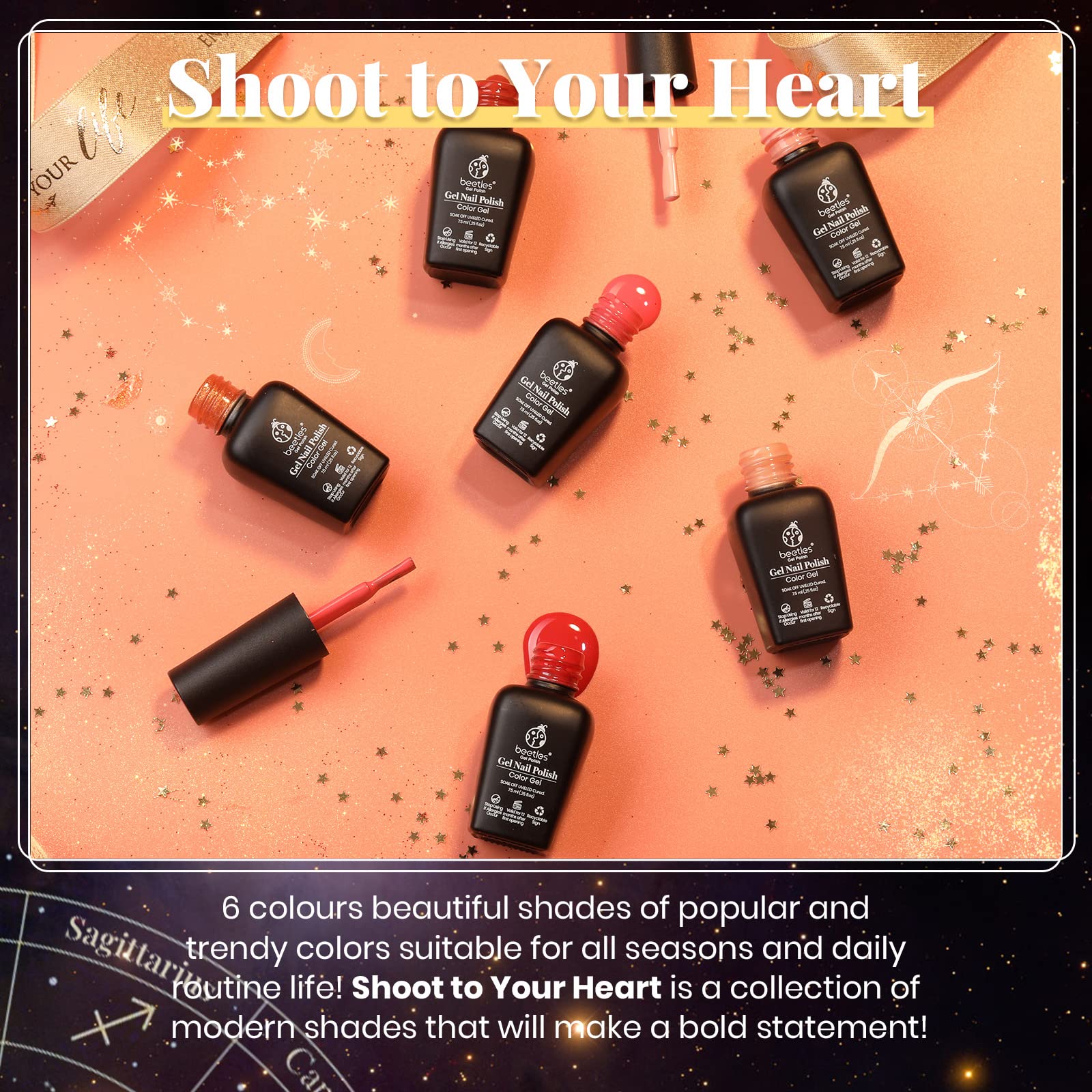 Beetles Gel Nail Polish Set - 6 Colors (Nude, Maroon, Brown) | Soak Off UV LED Gel Polish Kit | Gift for Women | Perfect for Home Manicures, Nail Art & Salon-Quality Results