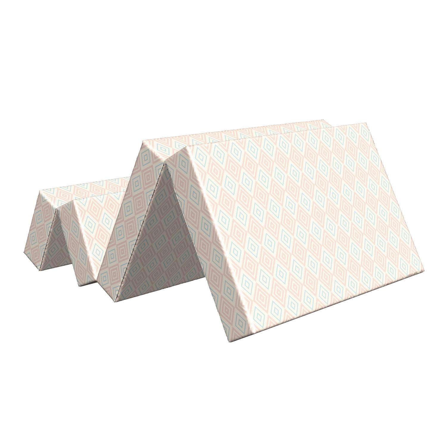 Ambesonne Shabby Floral Foldable Mattress - Diamond Line Tile Design, 74.8