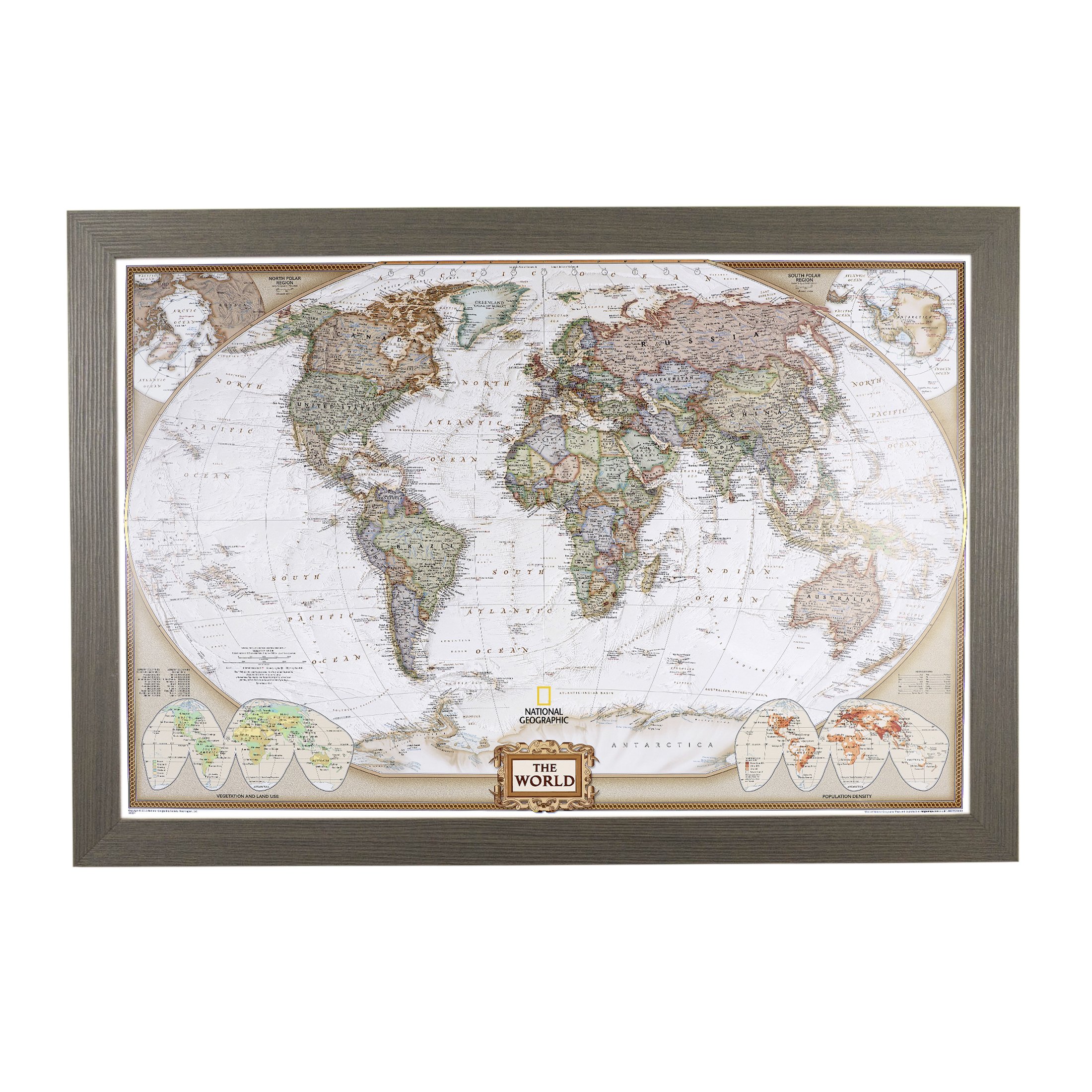 Customizable Push Pin Travel Map - Barnwood Gray Framed Wall Art with 150 Pins - Handcrafted in USA - 27.5