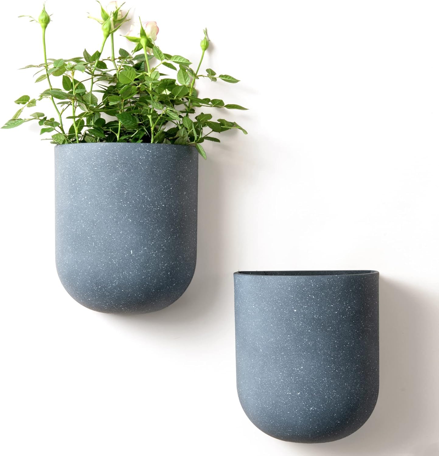 LA JOLIE MUSE 6 Inch Hanging Planters for Indoor Plants - Set of 2 Weathered Gray Wall Mounted Flower Pots for Air Plants, Succulents, Herbs - Perfect for Home, Office, Balcony Decor