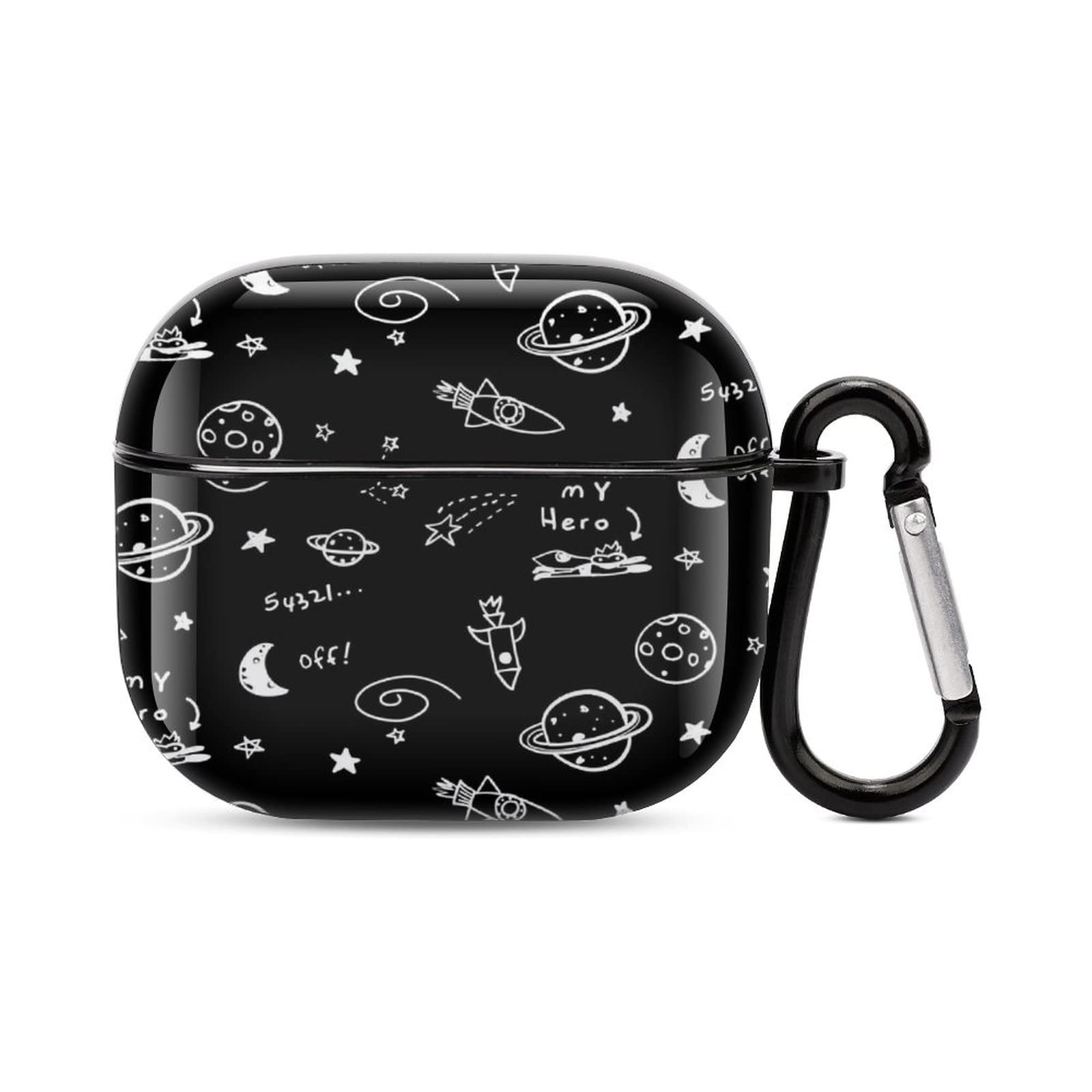 Galaxy Space Planets & Spaceships AirPods 3 Case Cover with Keychain - Shock Absorbent Soft Protective Case for AirPods 3 (Men & Women) - Perfect for Travel, Work & Everyday Use