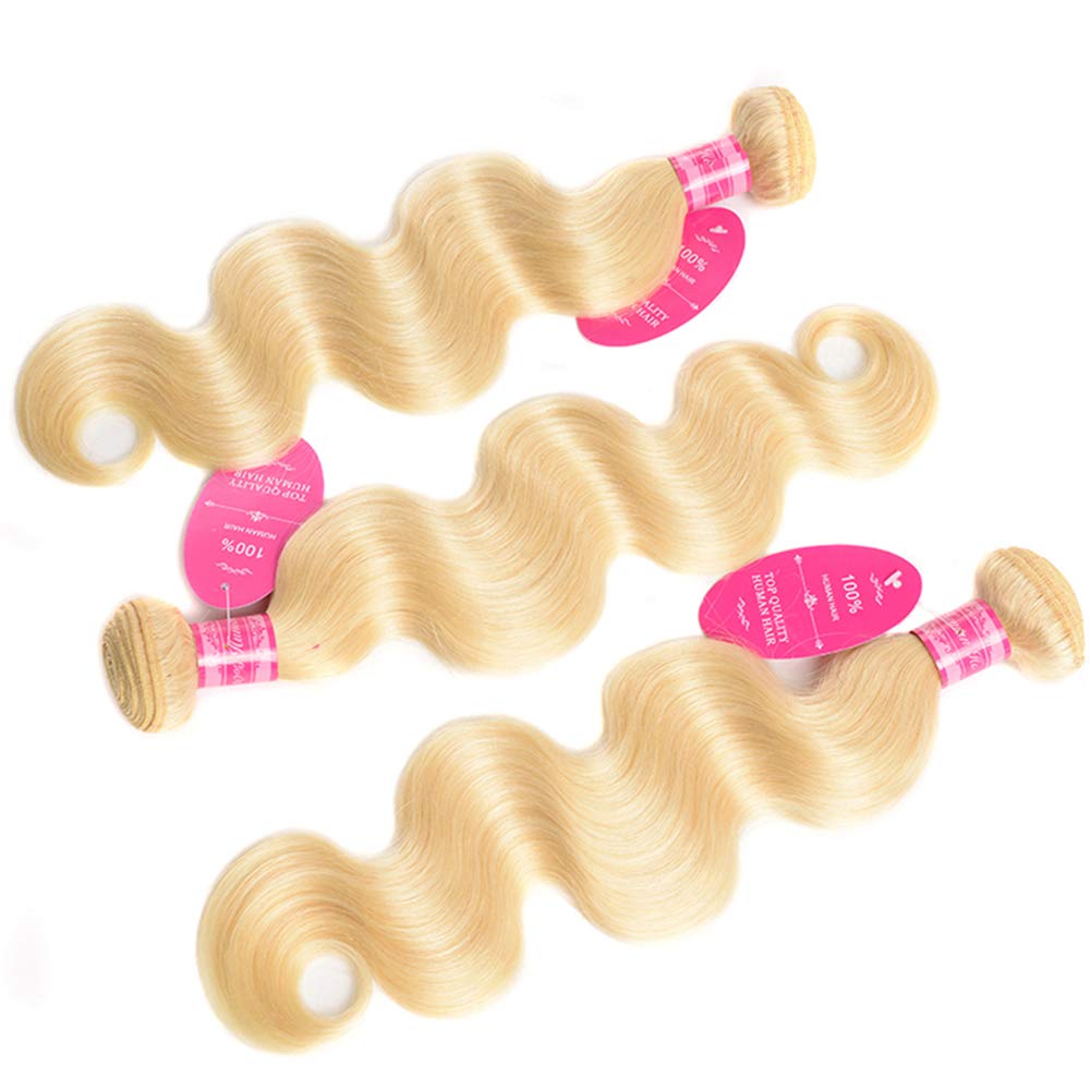 YISEA Brazilian 613 Body Wave 3 Bundles 300g 12A Unprocessed Virgin Hair - 100% Human Hair Weave Extensions for Black Women - Perfect for Sew-in, Clip-in, and Ponytail Hairstyles
