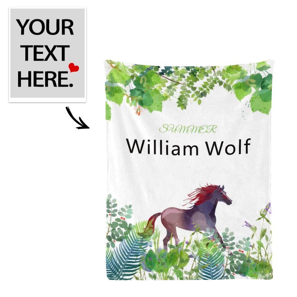 Personalized Woodland Horse Baby Blanket - Custom Name Blanket for Boys & Girls (30