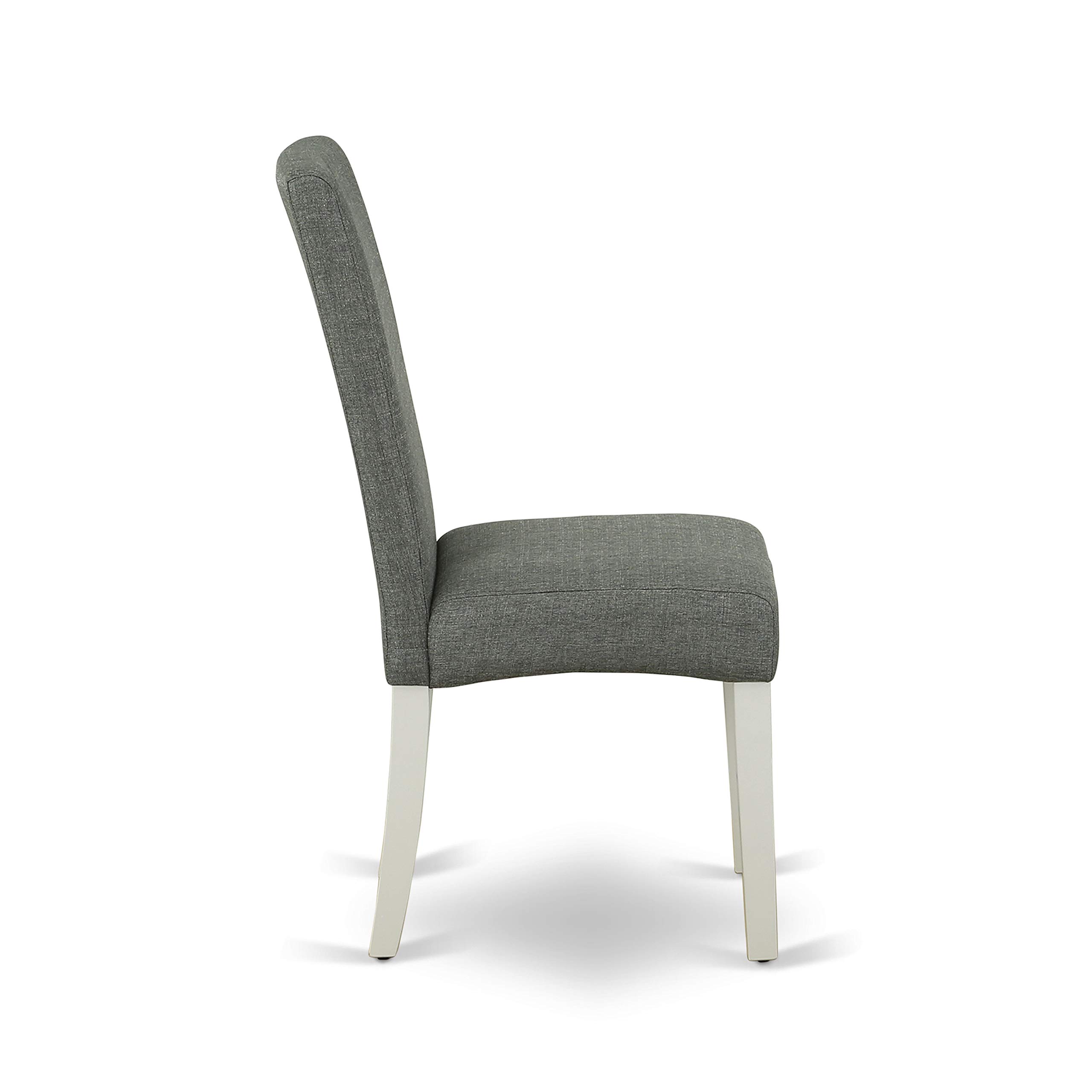 East West Furniture 3-Piece Dinette Set for Small Spaces - Rectangle Drop-Leaf Dining Table & 2 Gray Linen Fabric Parson Chairs, 30x48 Inch, Linen White | Compact Kitchen Dining Solution for Apartments, Breakfast Nooks & Cozy Homes