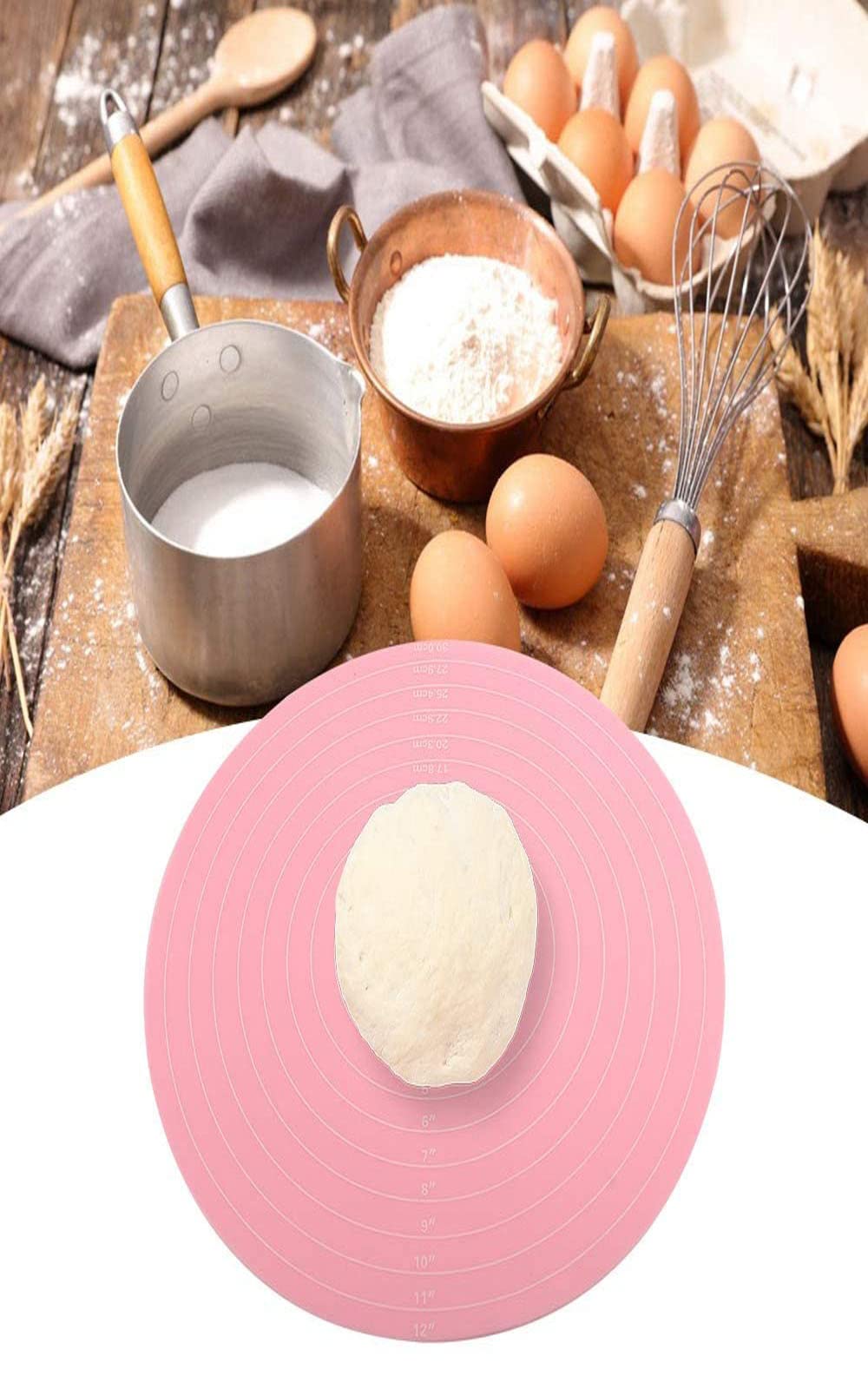 Non-Stick Heat Resistant Silicone Baking Mat with Measurements - Perfect for Cake Decorating, Pastry Making & Baking on Turntable Stands - Blue