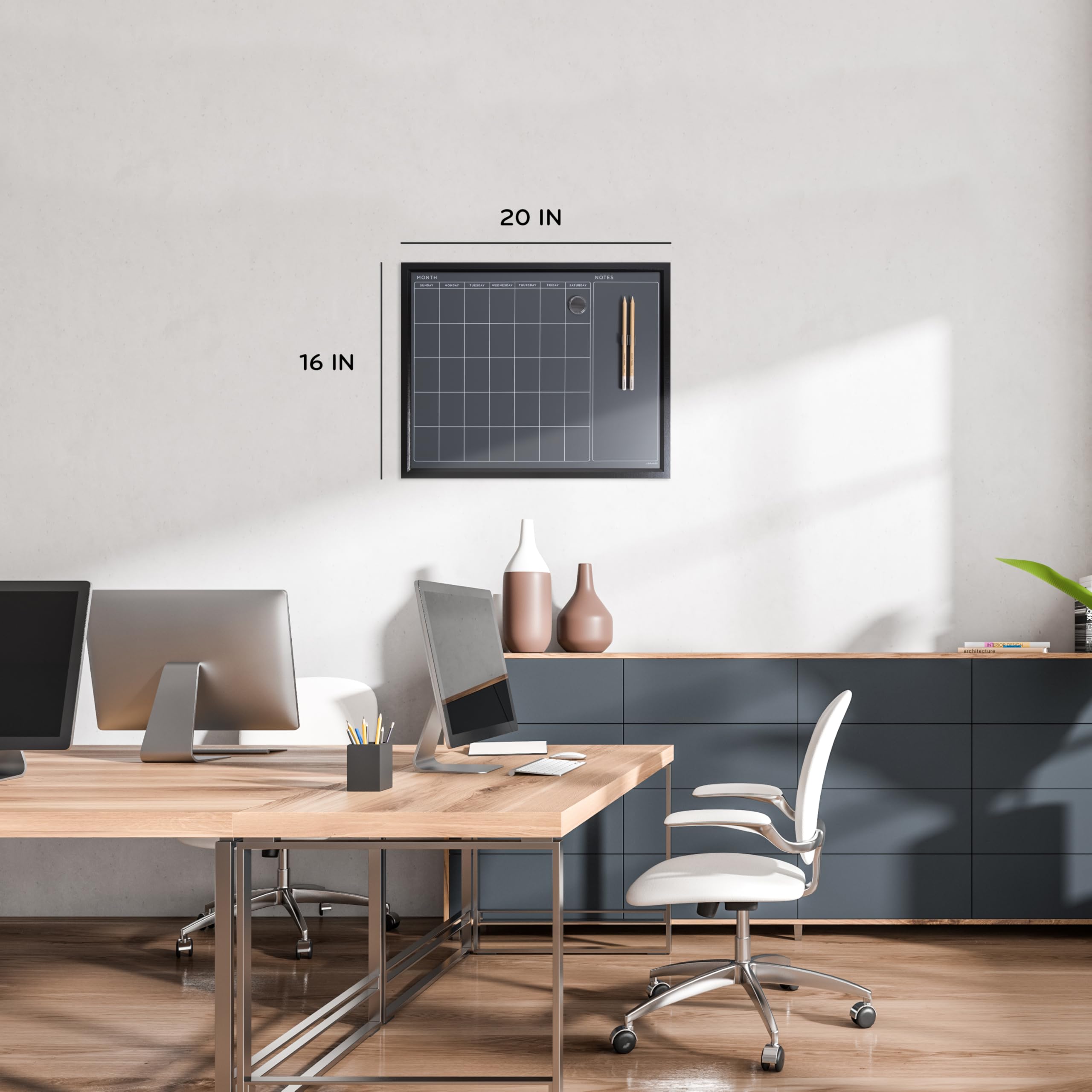 U Brands Magnetic Chalk Calendar Board 20