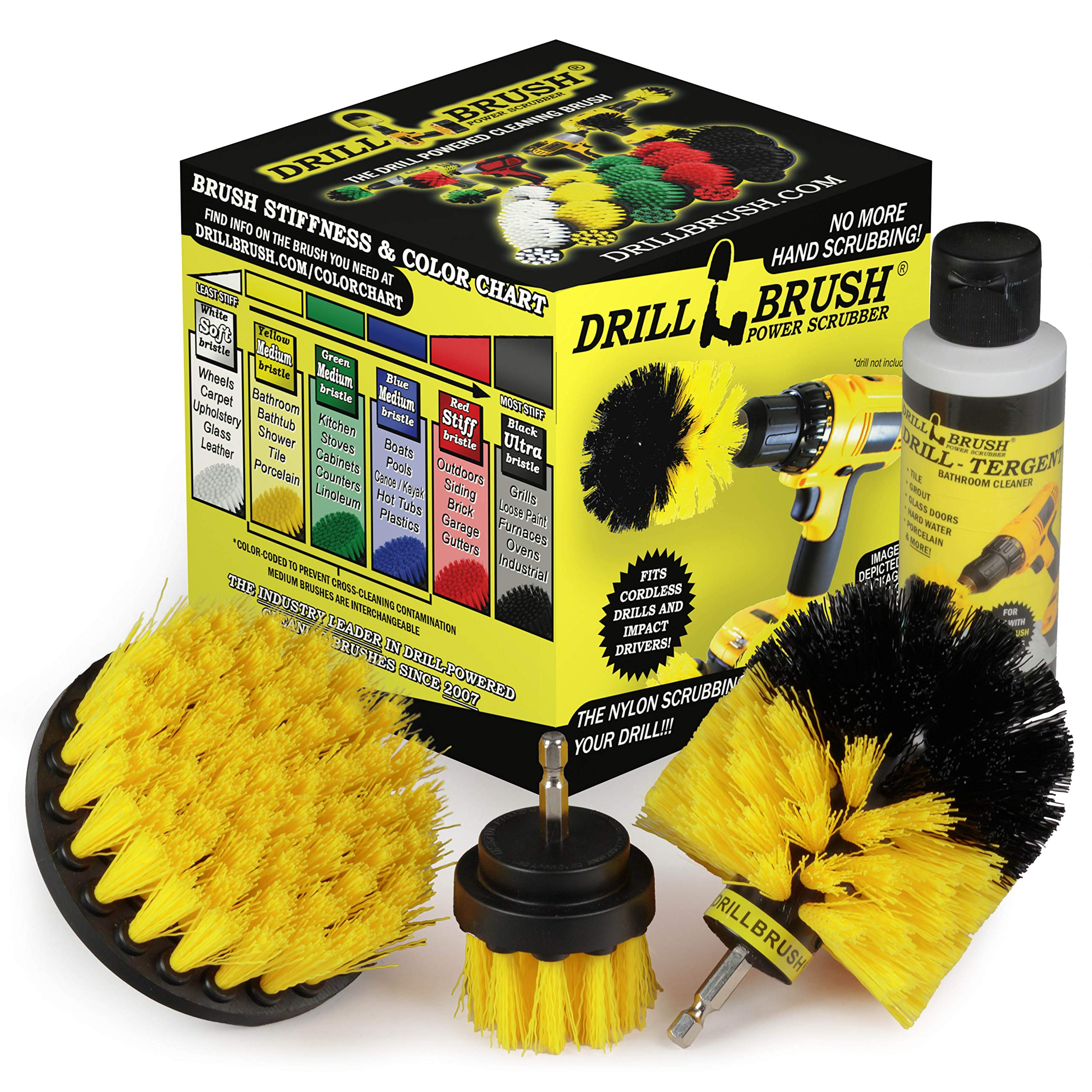 Grout Cleaner Drill Brush Attachment Set - Bathroom & Shower Cleaning Brush Kit - Power Scrubber for Tile, Bathtub & Grout - Drill Powered Cleaning Brush Set for Deep Cleaning - Perfect for Bathroom, Kitchen & Household Surfaces