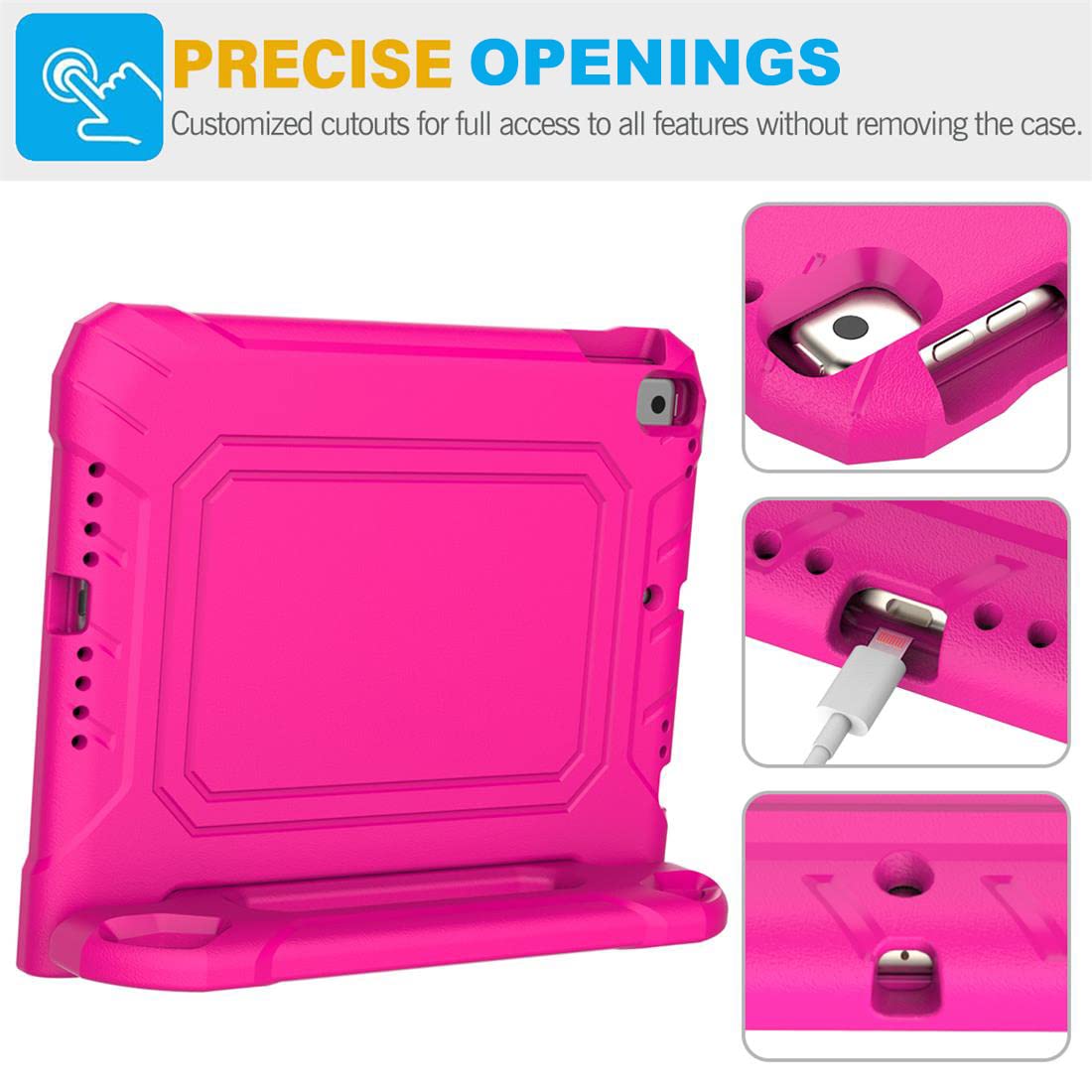 SUPLIK Shockproof Kids iPad Case for iPad 5th/6th Gen (9.7 inch 2017/2018), iPad Air 1/2 & Pro 9.7 - Durable Protective Cover with Handle Stand & Screen Protector - Pink | Perfect for School, Travel & Home Learning